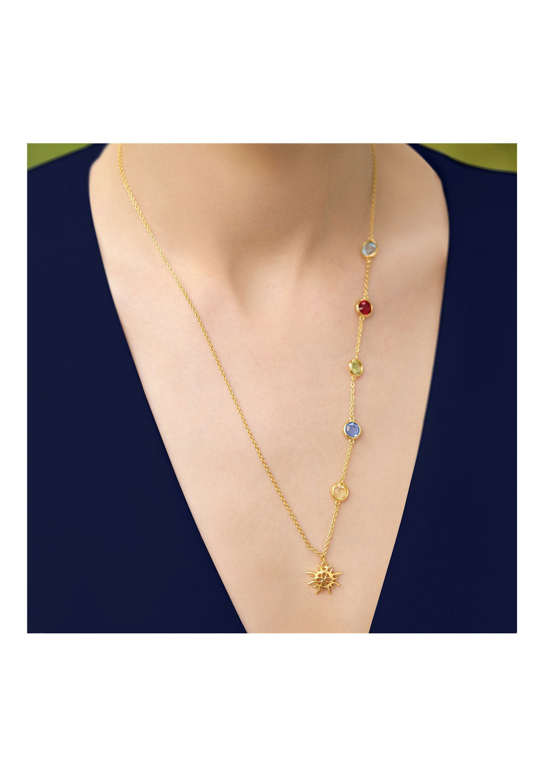 Newbridge Jewellery Amy Coloured Stone Necklace - Gold 2 Shaws Department Stores