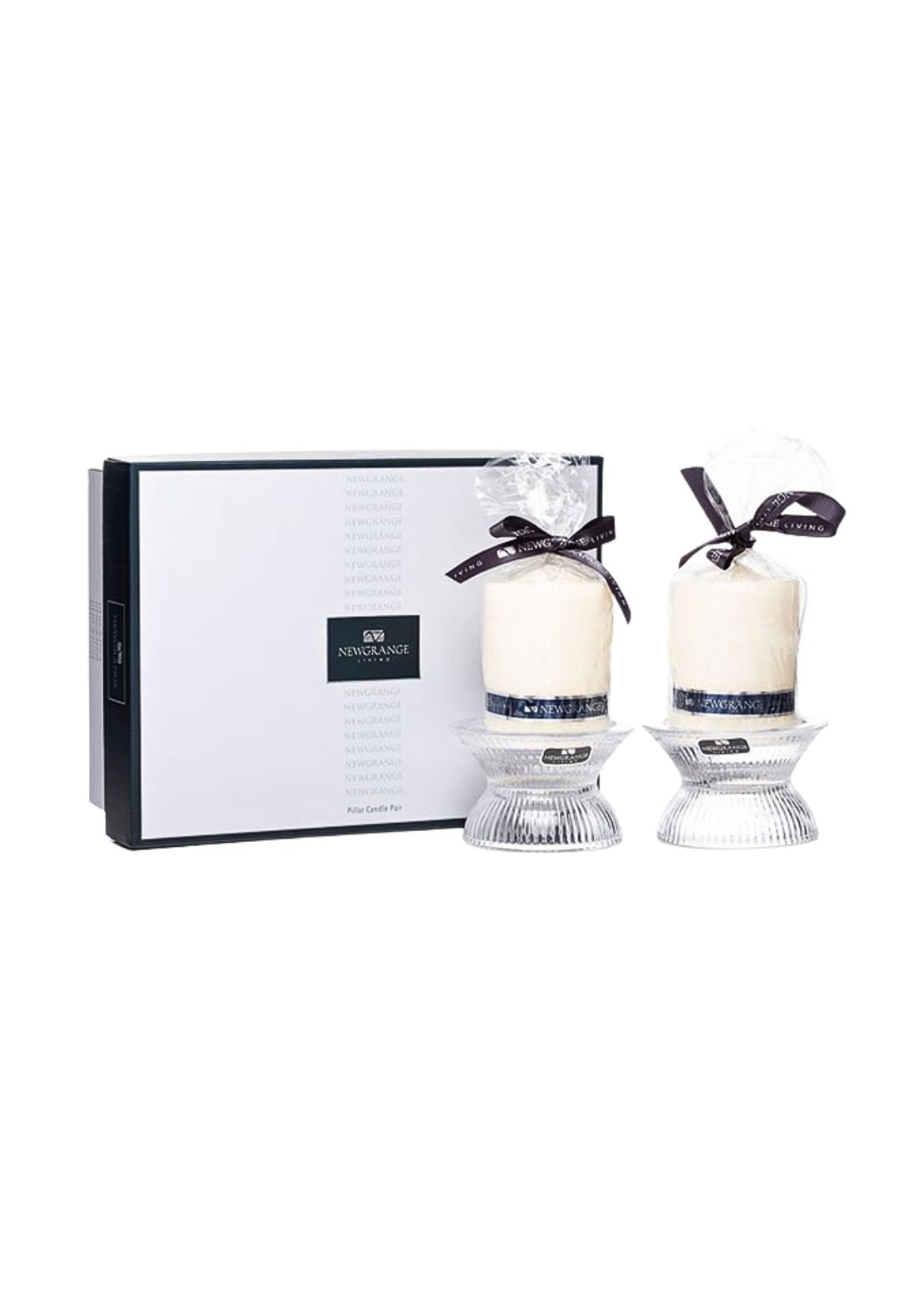 Newgrange Living Emma Pillar Candle Holder Pair - Clear 1 Shaws Department Stores