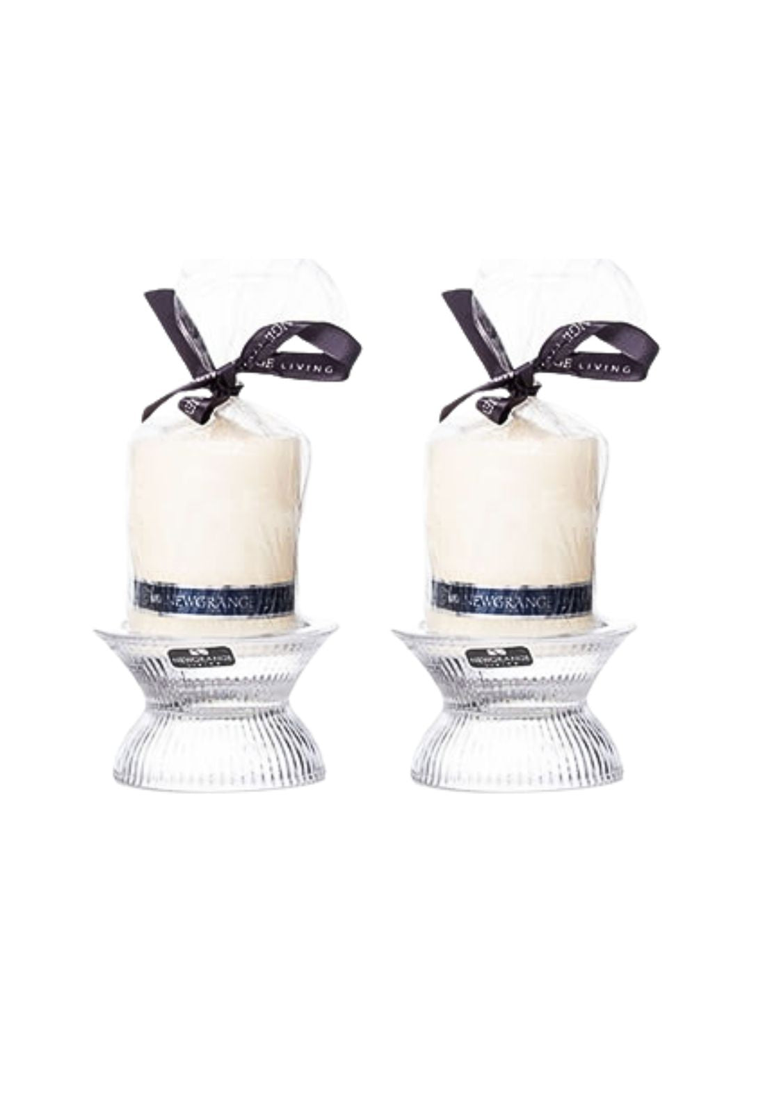 Newgrange Living Emma Pillar Candle Holder Pair - Clear 2 Shaws Department Stores