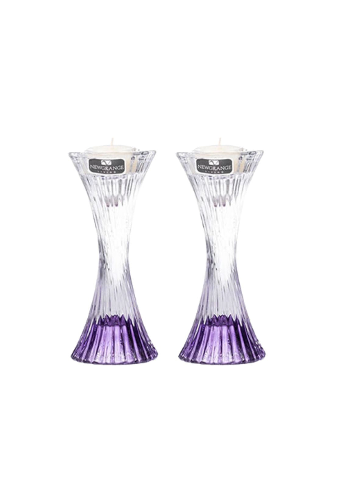 Newgrange Living Tea Light Holder Pair - Purple 2 Shaws Department Stores