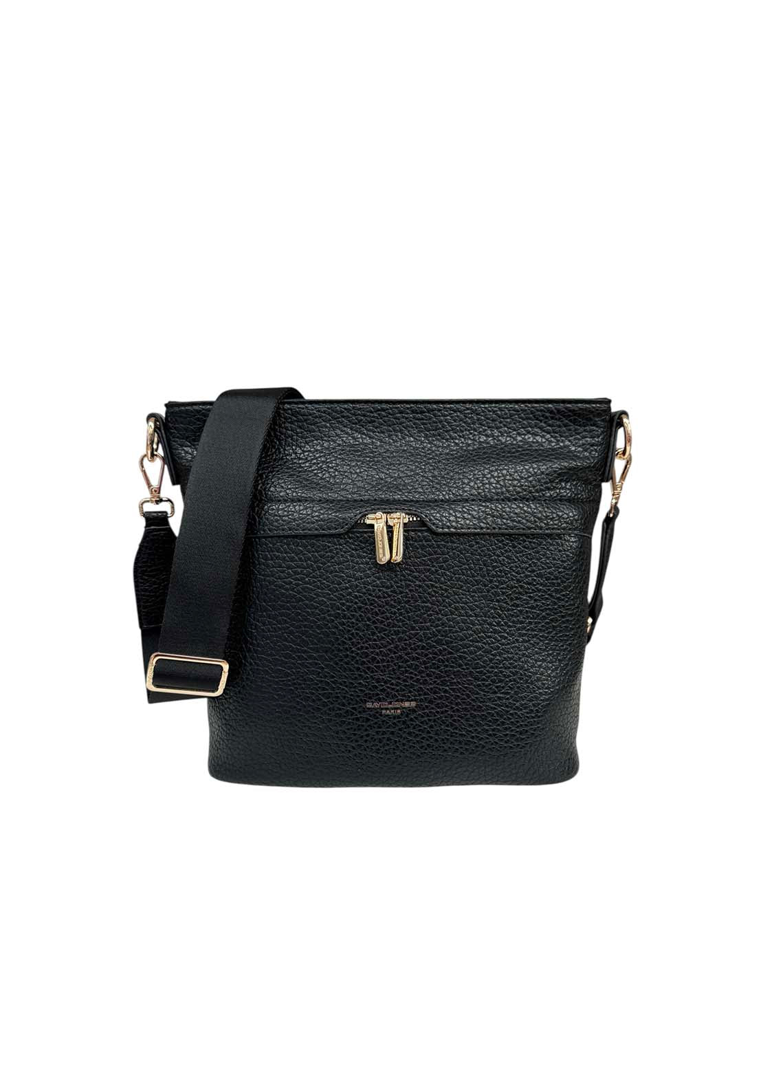 David Jones Large Cross Body Gold Zips - Black 1 Shaws Department Stores
