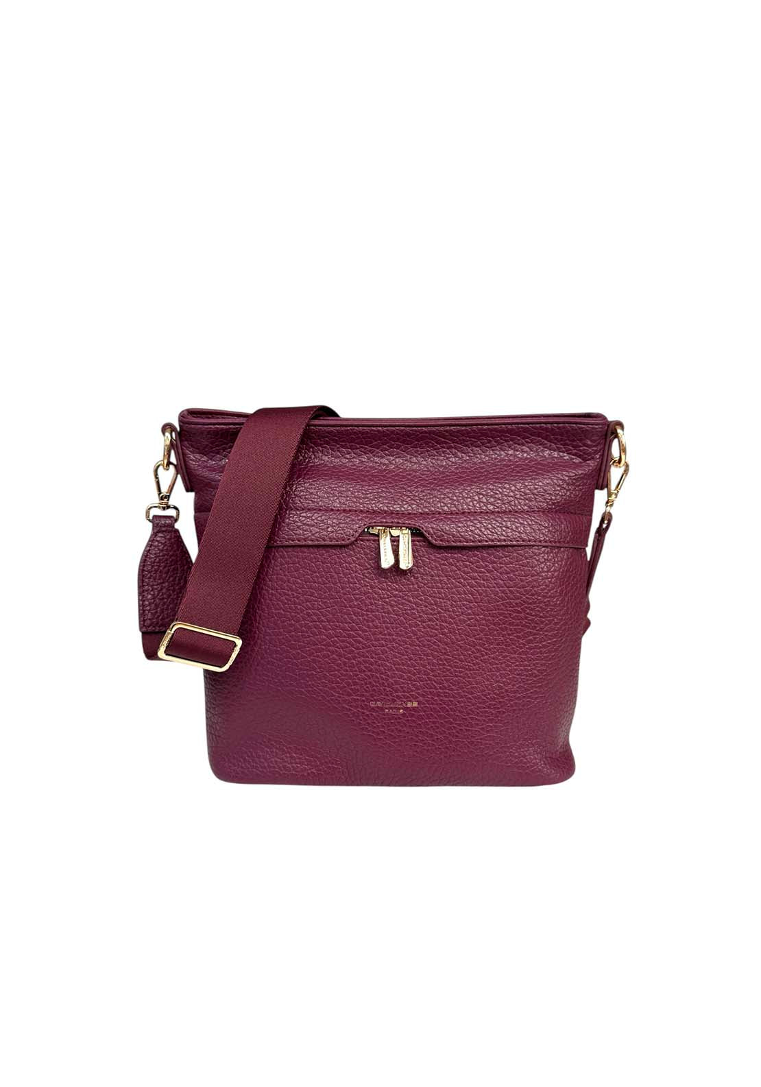 David Jones Large Cross Body Gold Zips - Plum 1 Shaws Department Stores