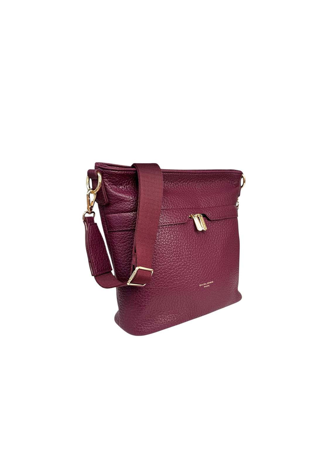 David Jones Large Cross Body Gold Zips - Plum 3 Shaws Department Stores