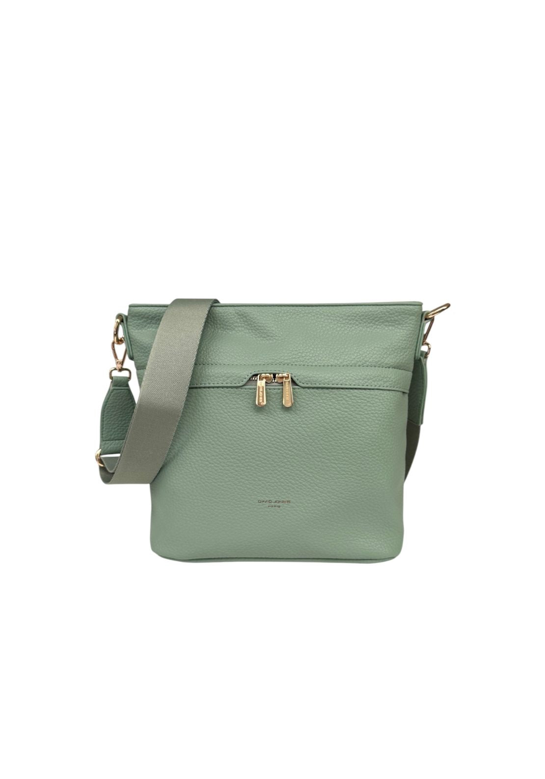 David Jones Wide Strap Front Zip Crossbody Bag - Aqua Green 1 Shaws Department Stores