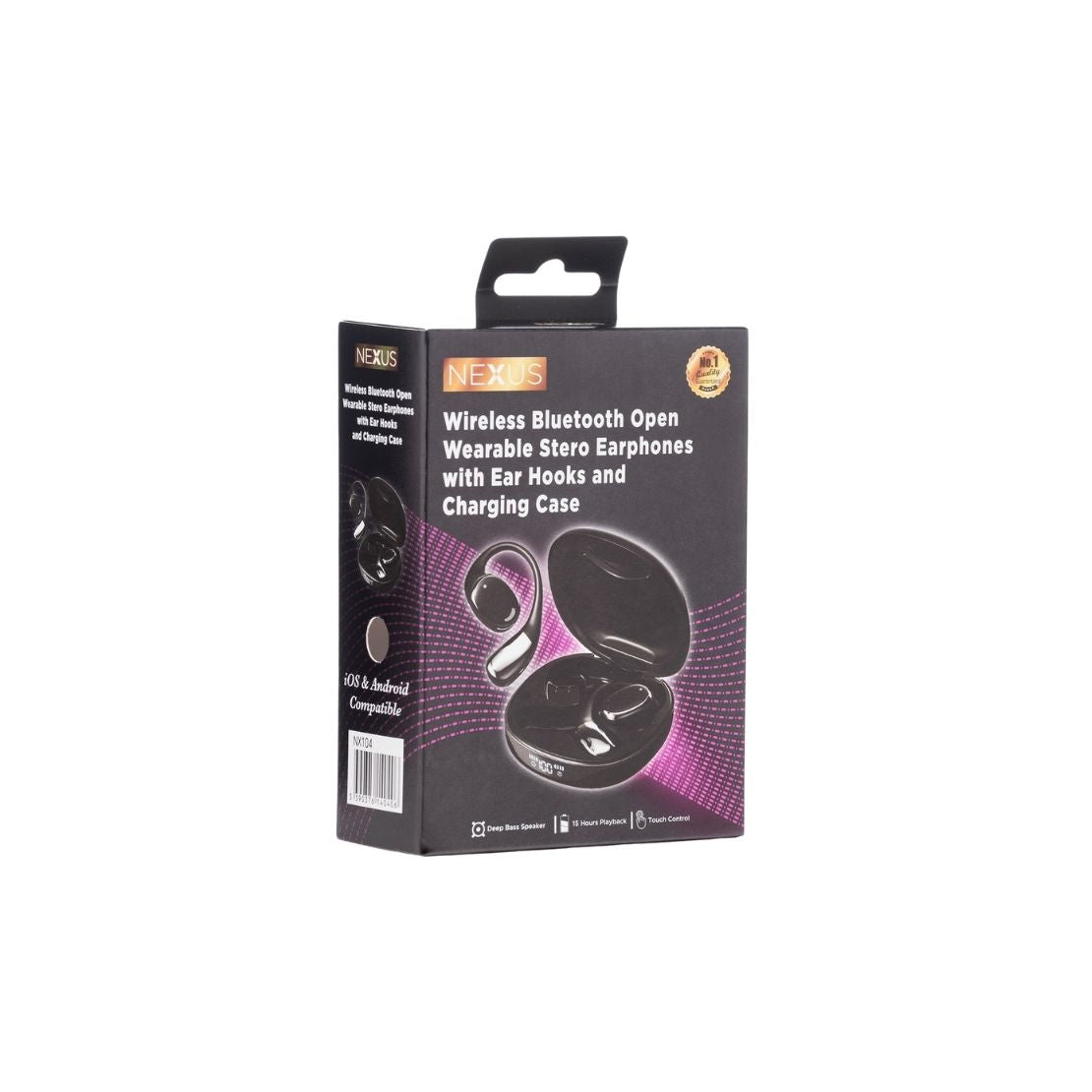 Nexus Wireless Bluetooth OWS Earphones With Ear Hooks &amp; Charging Case - Black 2 Shaws Department Stores