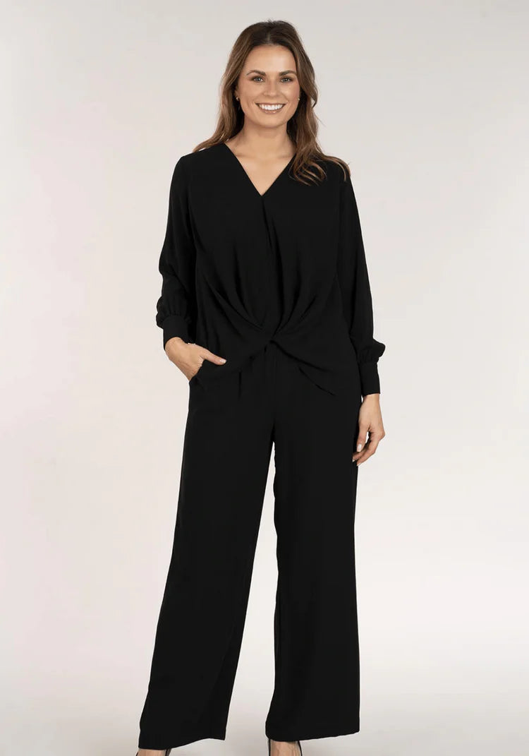 Naoise Long Sleeve Wrap Shirt - Black 2 Shaws Department Stores