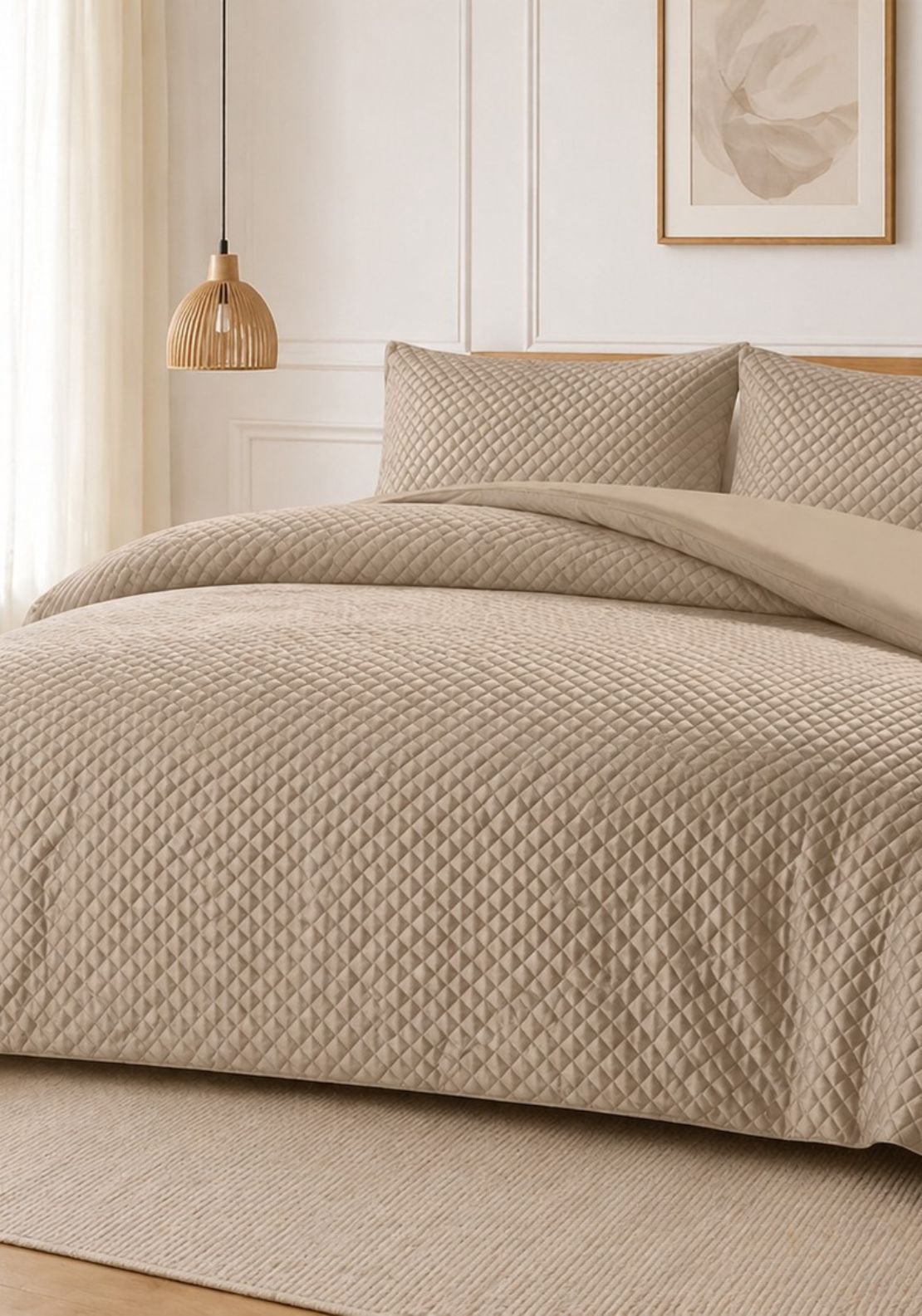 The Home Collection Velvet Pinsonic Duvet Set - Beige 1 Shaws Department Stores