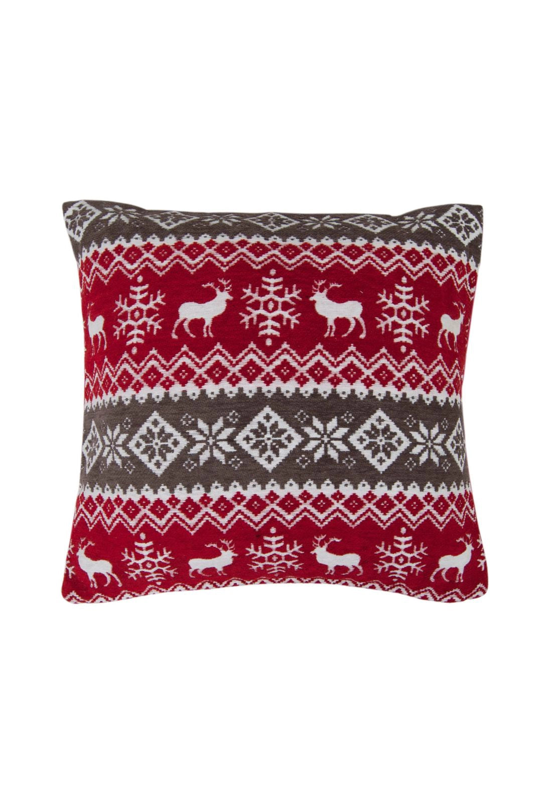 Chenille Nordic Christmas Cusion Cover - Nordic Red/grey
