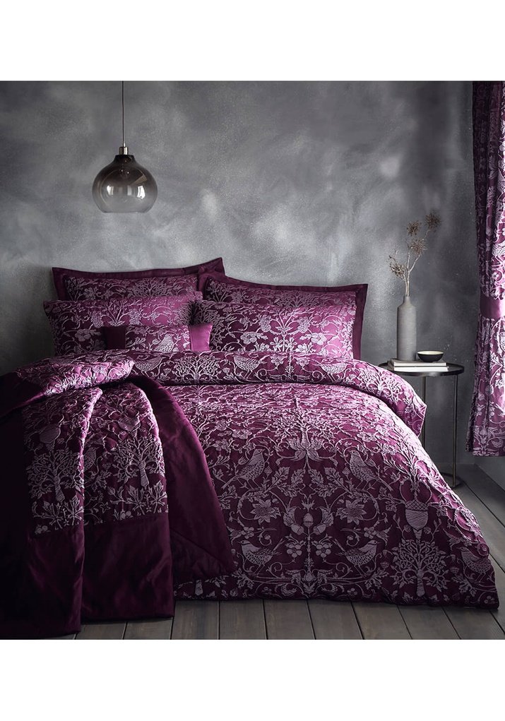  Bedmaker Oak Tree Duvet Cover Set - Plum 1 Shaws Department Stores