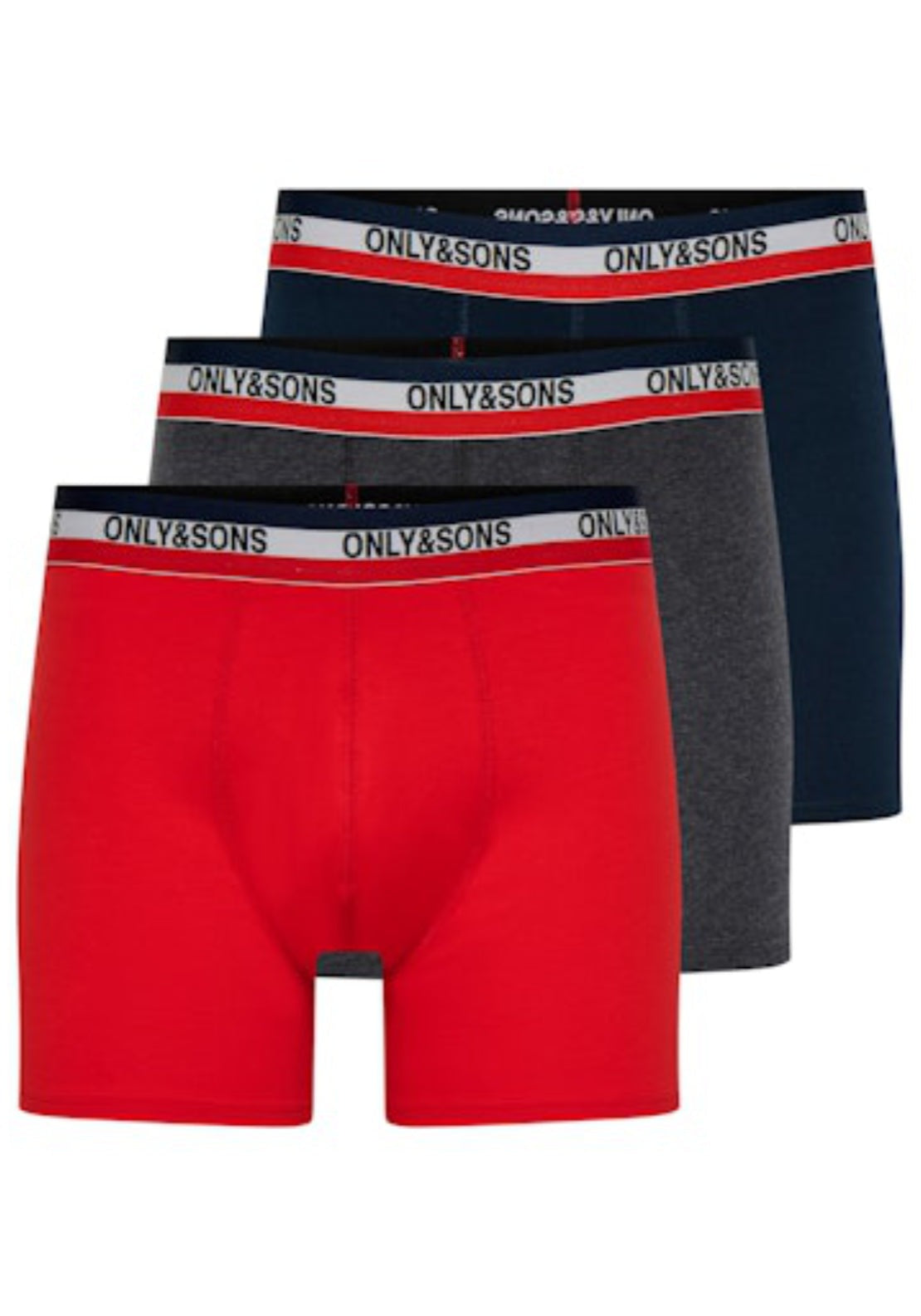 Only &amp; Sons Onsfitz 3-Pack Trunks - Grey 1 Shaws Department Stores