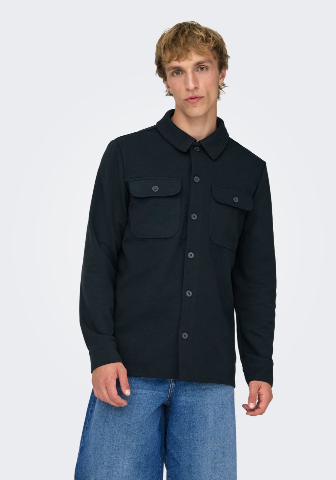 Only &amp; Sons Onsnewkodyl Overshirt - Blue 4 Shaws Department Stores