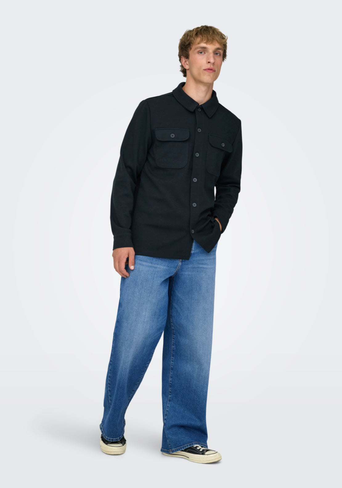 Only &amp; Sons Onsnewkodyl Overshirt - Blue 5 Shaws Department Stores