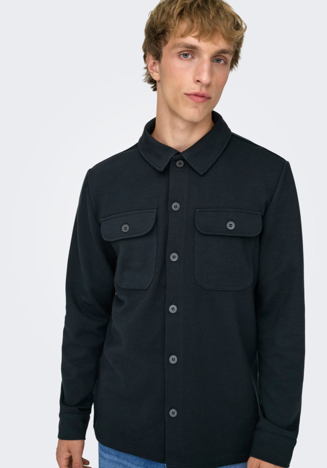 Only &amp; Sons Onsnewkodyl Overshirt - Blue 1 Shaws Department Stores