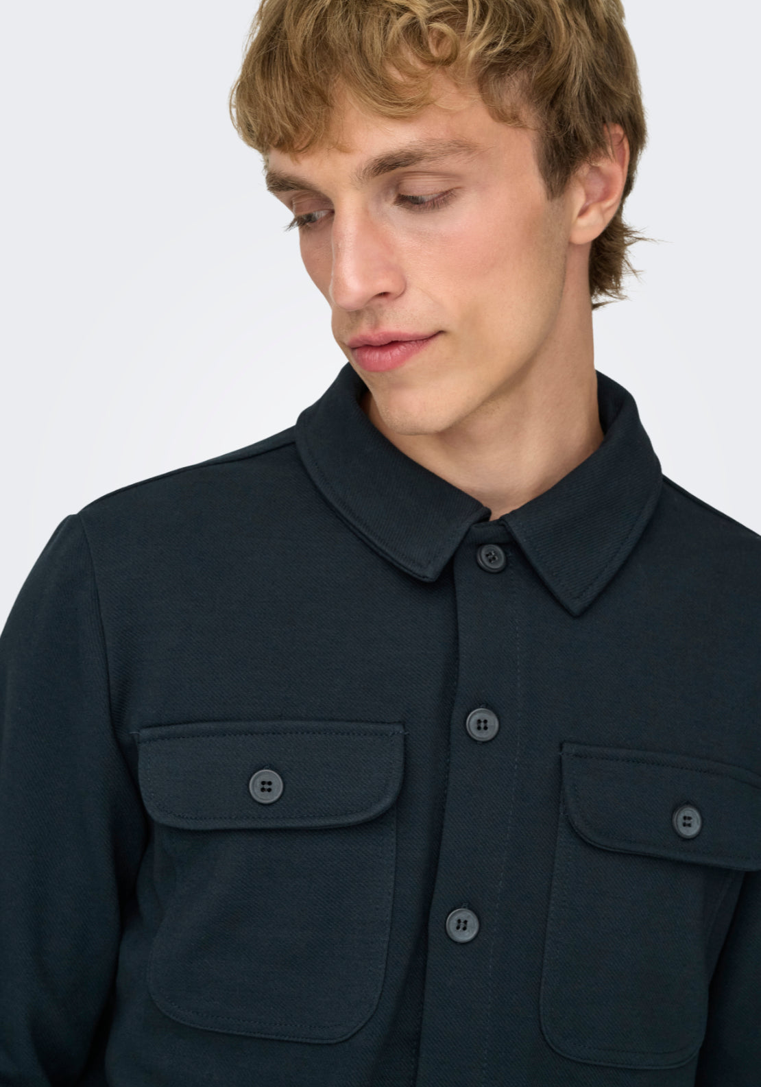 Only &amp; Sons Onsnewkodyl Overshirt - Blue 3 Shaws Department Stores