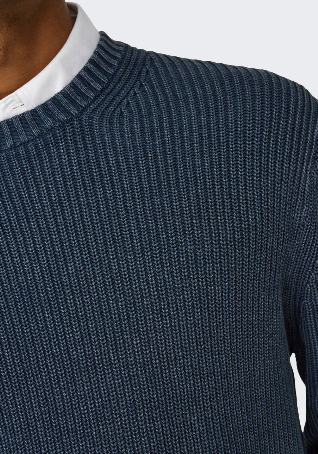 Only &amp; Sons Rosu Crew Neck Knit - Blue 3 Shaws Department Stores