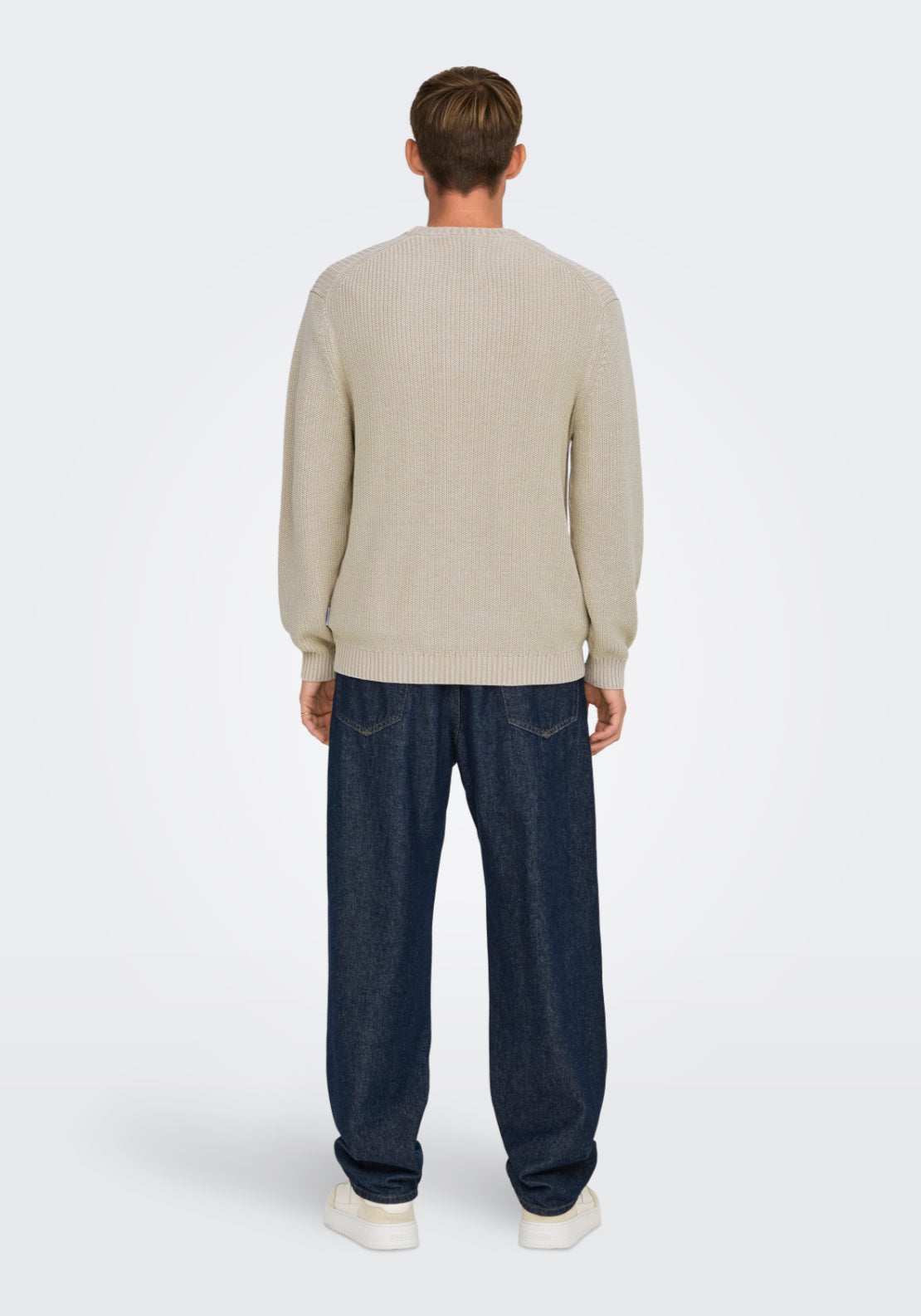 Only &amp; Sons Rosu Crew Neck Knit - Silver Lining 2 Shaws Department Stores
