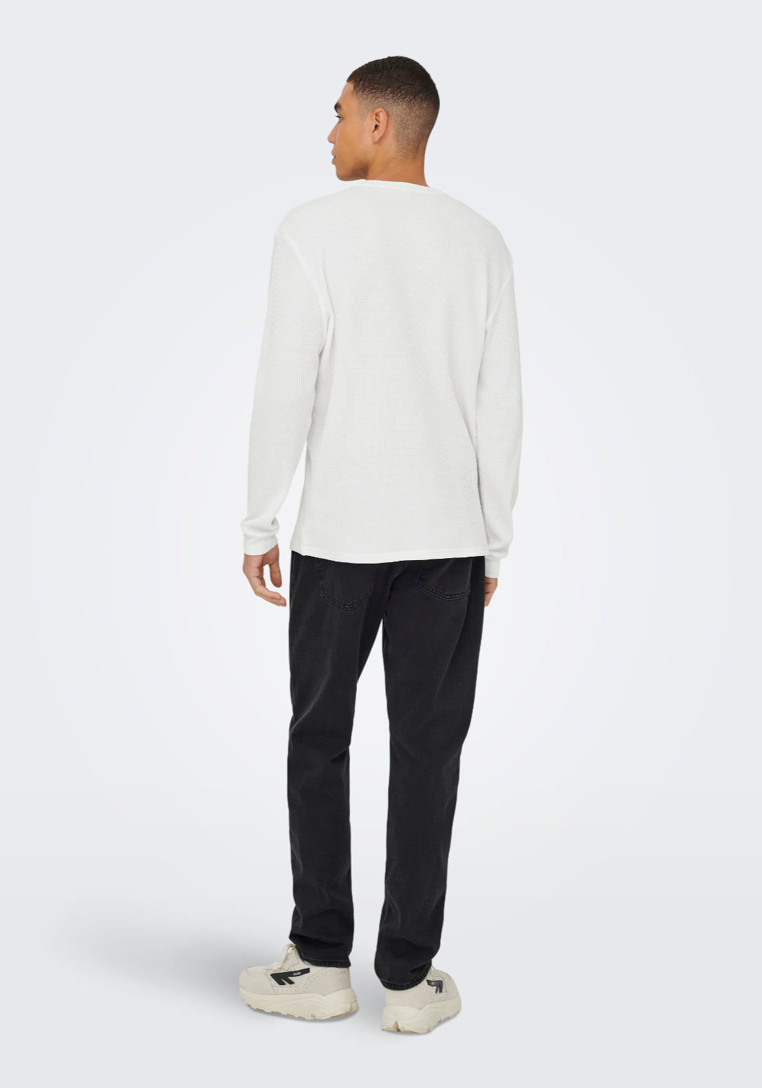 Only &amp; Sons Onstobie Long Sleeve T-Shirt - White 2 Shaws Department Stores