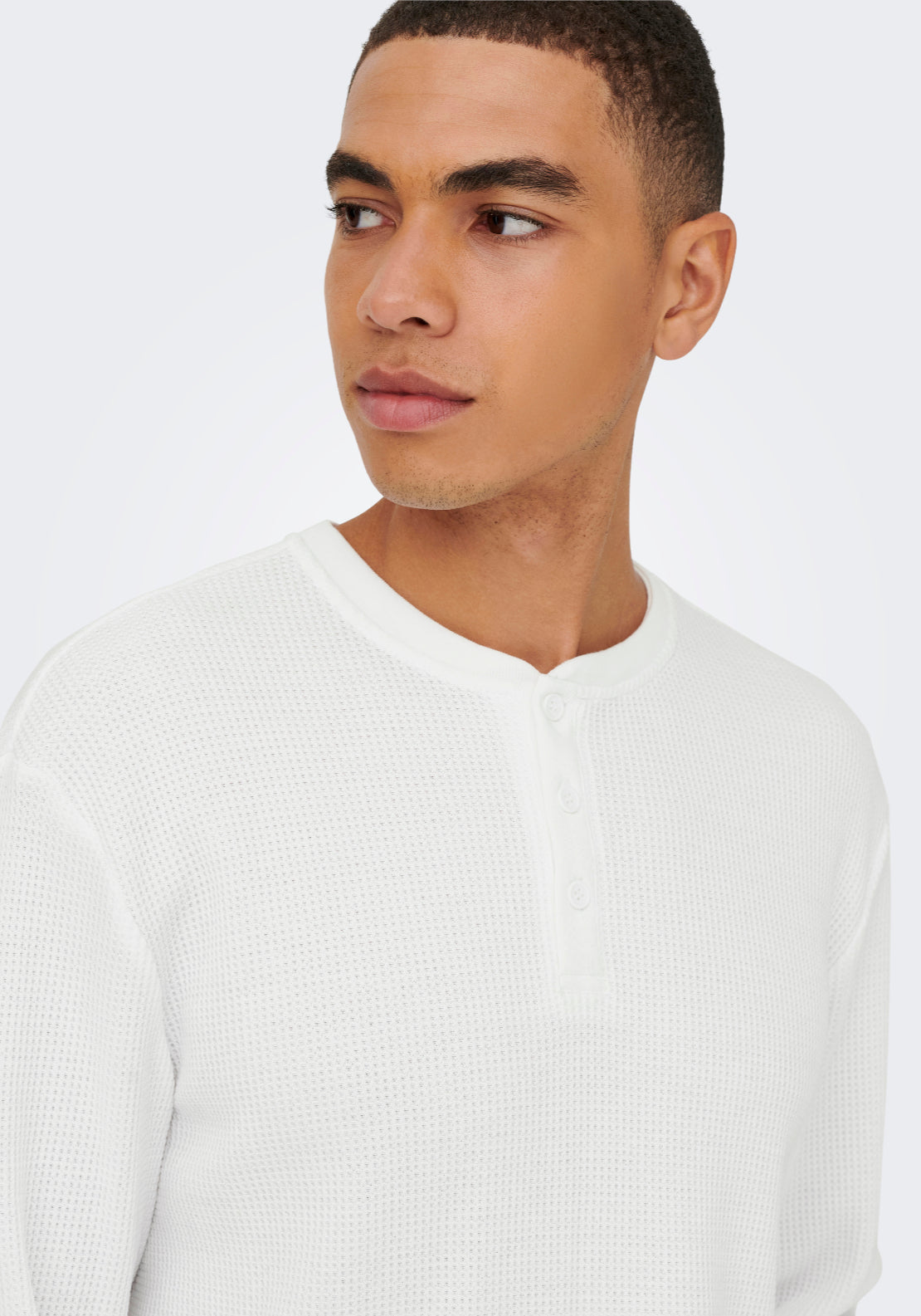 Only &amp; Sons Onstobie Long Sleeve T-Shirt - White 3 Shaws Department Stores