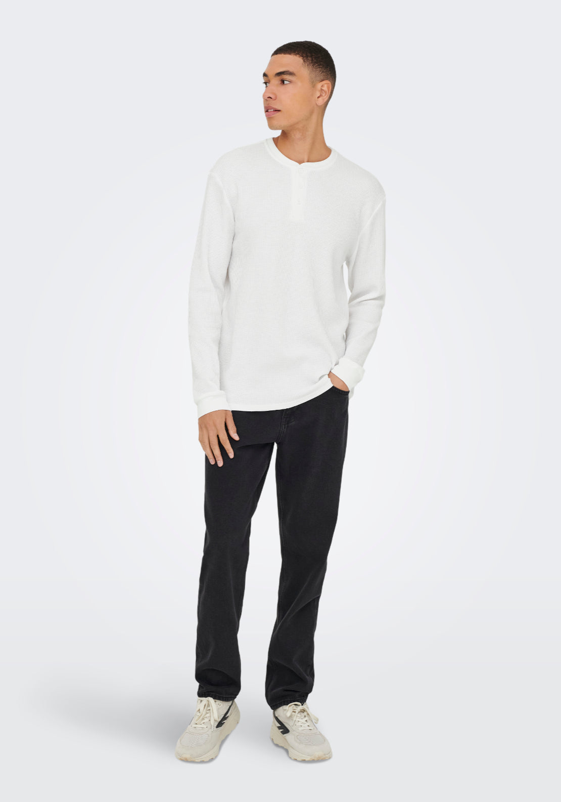 Only &amp; Sons Onstobie Long Sleeve T-Shirt - White 5 Shaws Department Stores