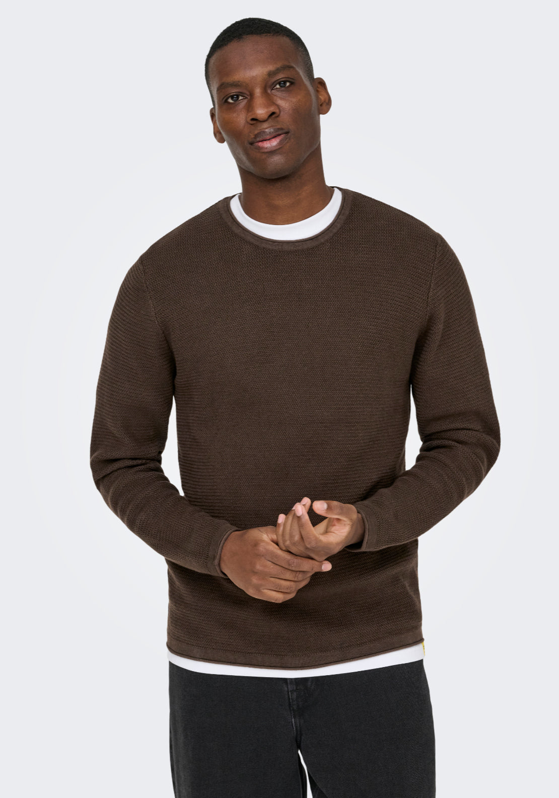 Only &amp; Sons Onseric Crew Neck Knit - Demitasse 1 Shaws Department Stores