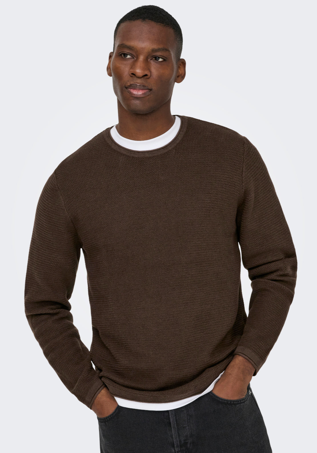 Only &amp; Sons Onseric Crew Neck Knit - Demitasse 4 Shaws Department Stores