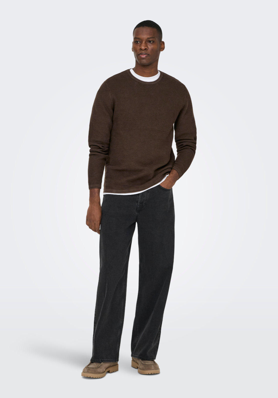 Only &amp; Sons Onseric Crew Neck Knit - Demitasse 6 Shaws Department Stores