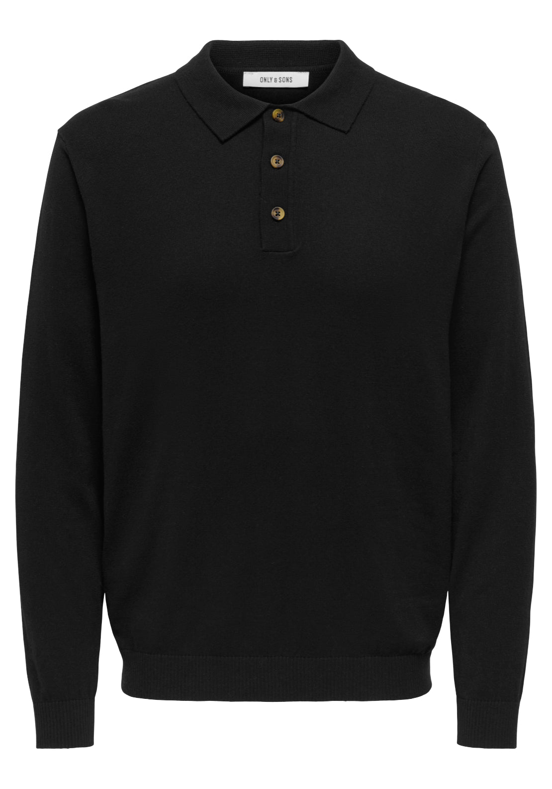 Only &amp; Sons Onsloui Knit Polo Shirt - Black 6 Shaws Department Stores