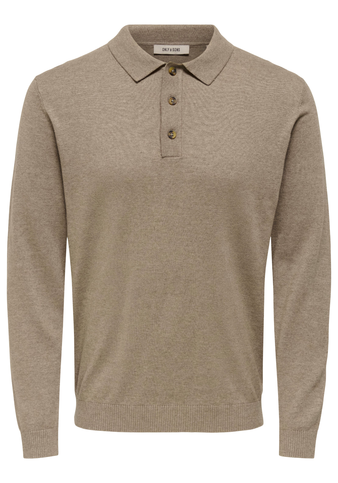 Only &amp; Sons Onsloui Knit Polo Shirt - Desert Taupe 6 Shaws Department Stores