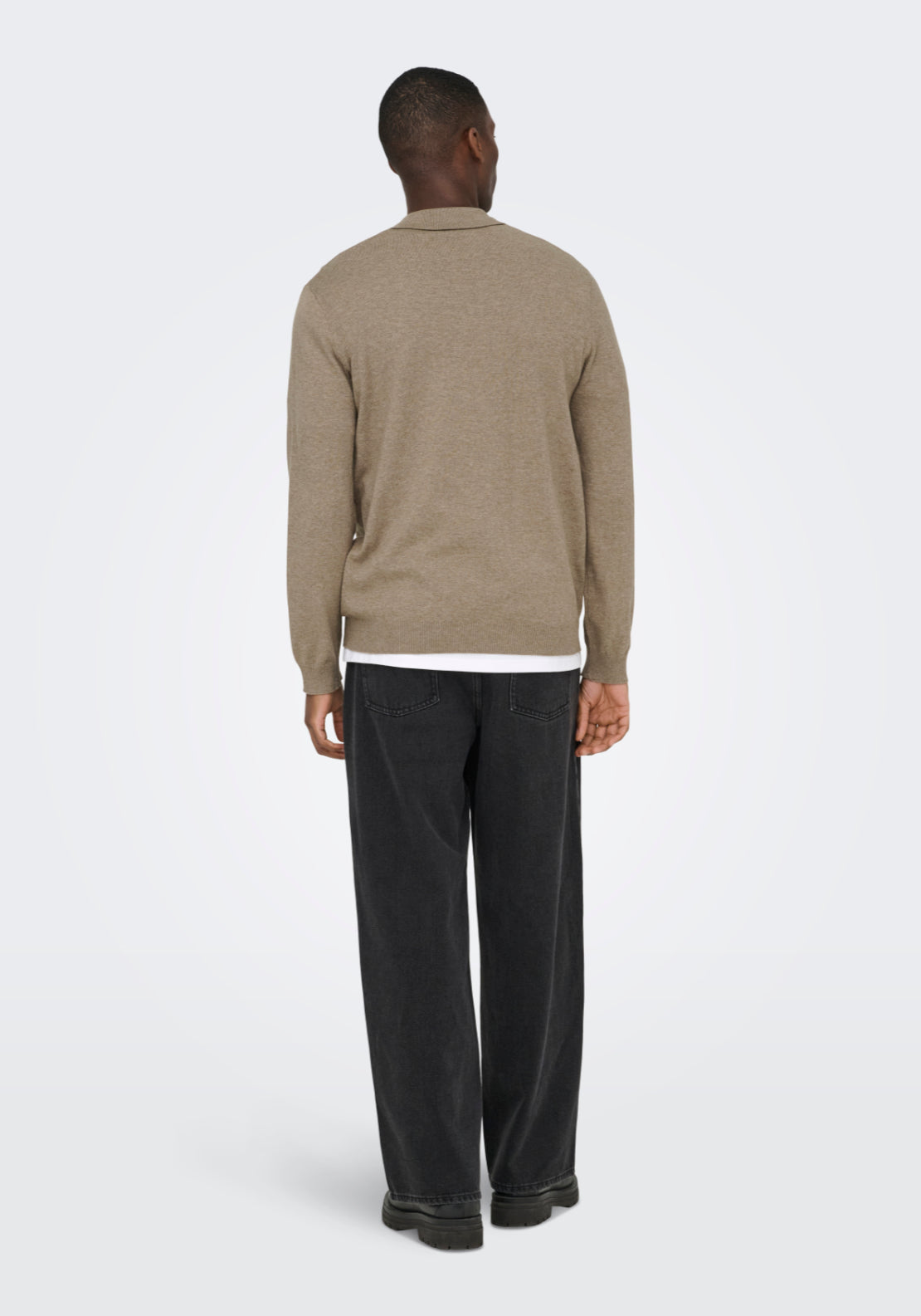 Only &amp; Sons Onsloui Knit Polo Shirt - Desert Taupe 2 Shaws Department Stores