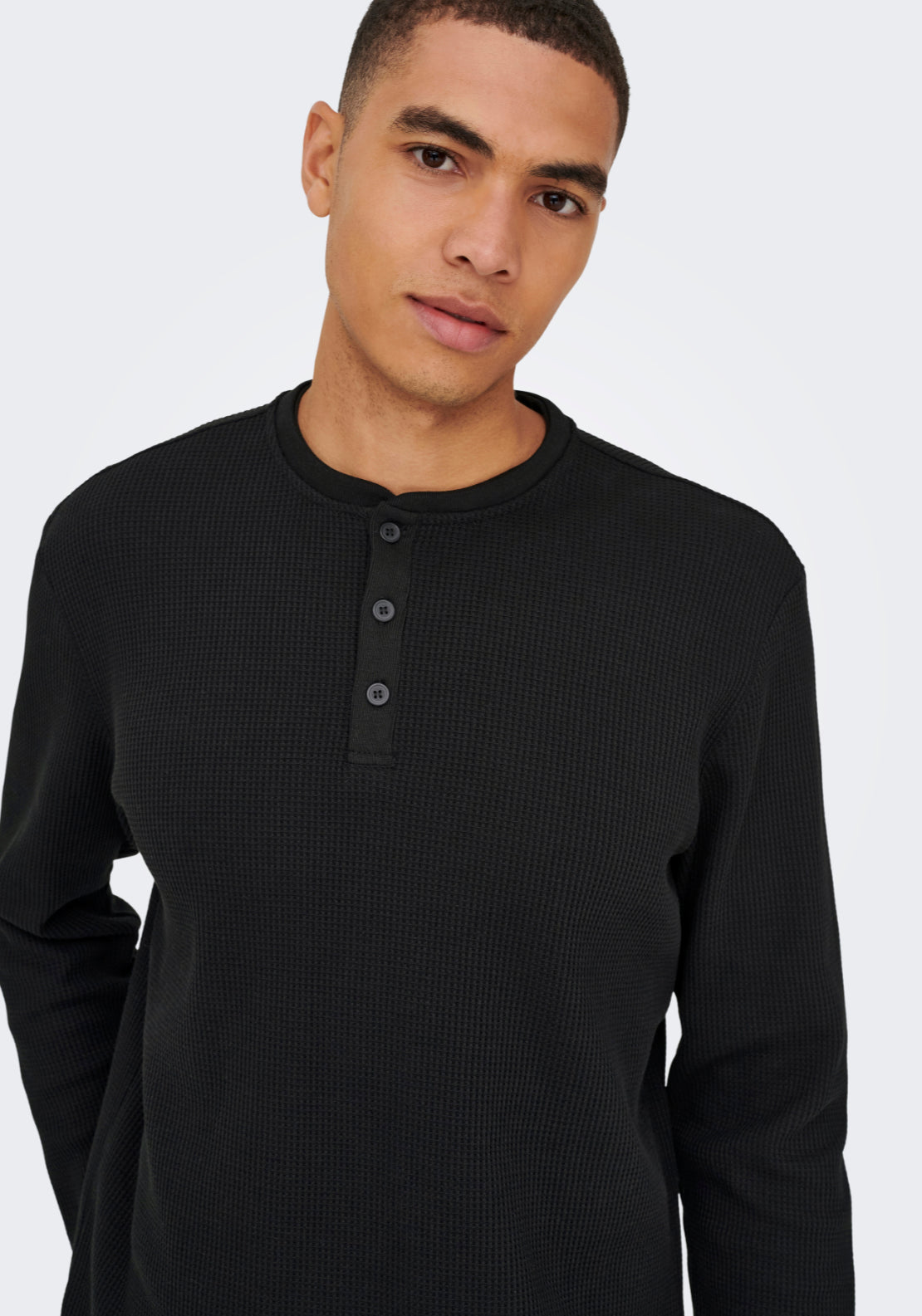 Only &amp; Sons Onstobie Long Sleeve T-Shirt - Black 3 Shaws Department Stores