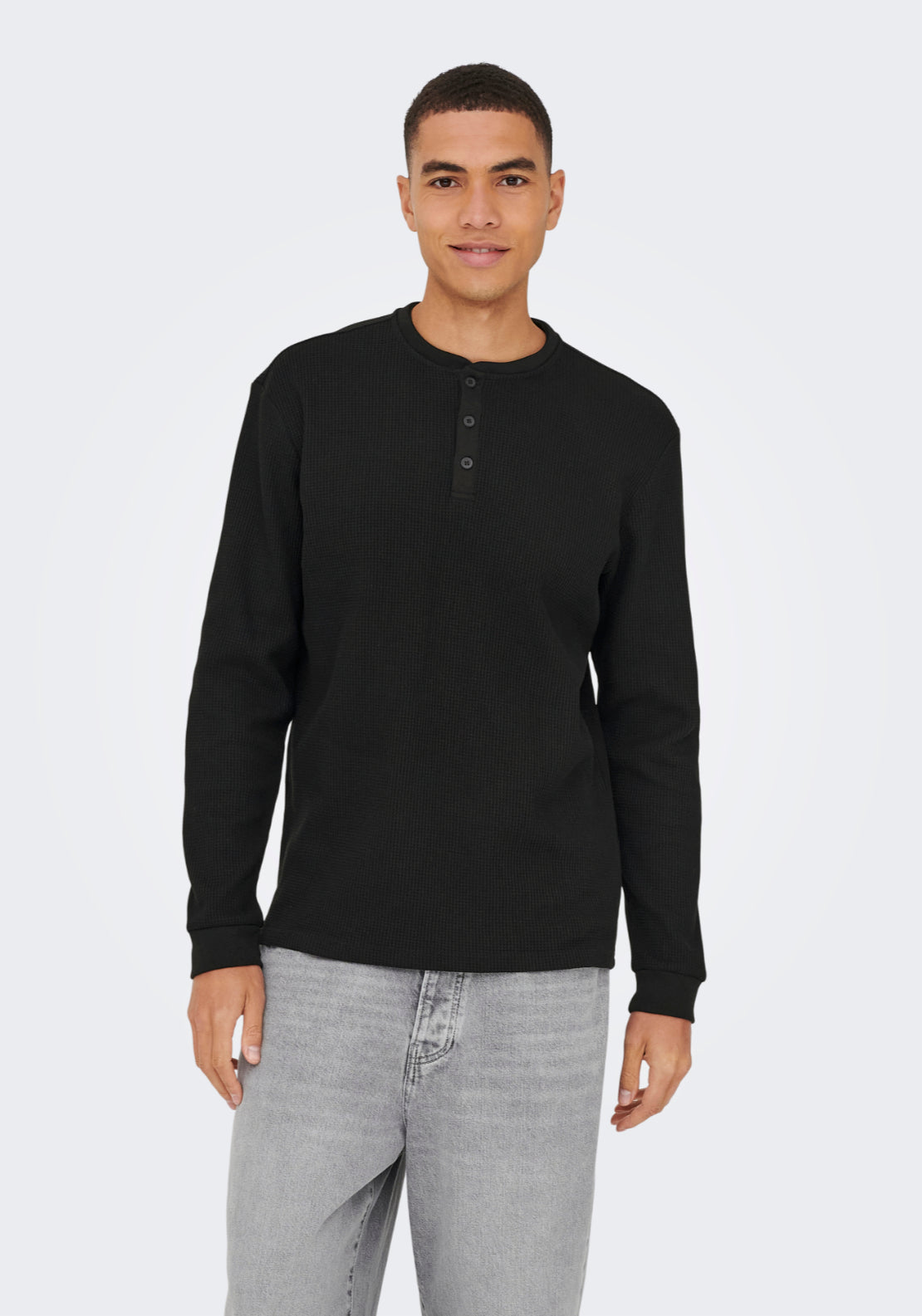 Only &amp; Sons Onstobie Long Sleeve T-Shirt - Black 1 Shaws Department Stores
