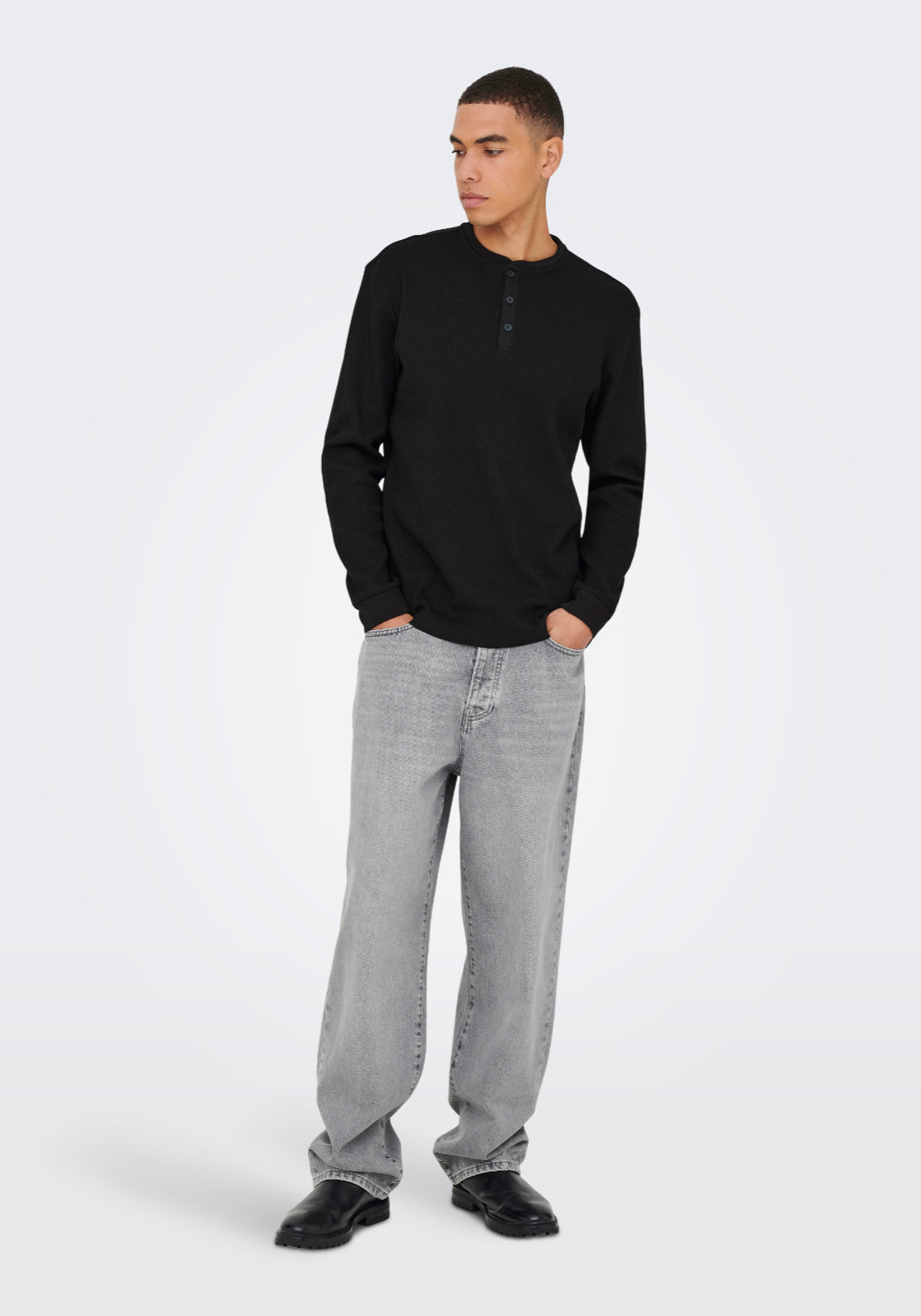 Only &amp; Sons Onstobie Long Sleeve T-Shirt - Black 5 Shaws Department Stores