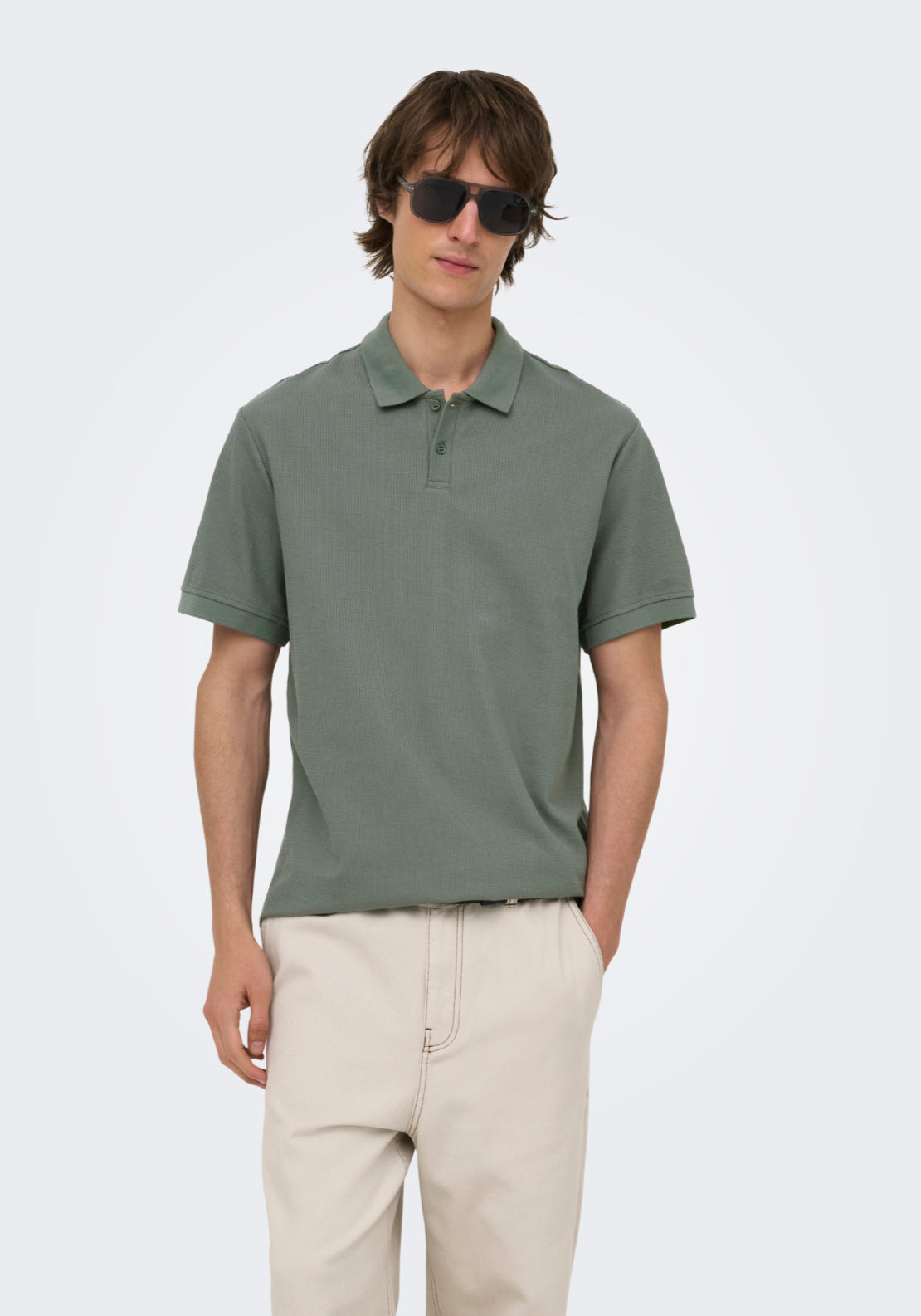 Only &amp; Sons Short Sleeve Regular Polo Shirt - Castor Gray 1 Shaws Department Stores