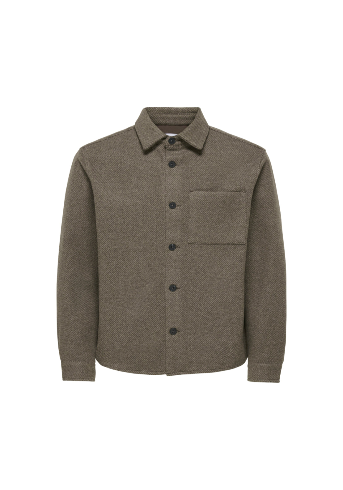 Only &amp; Sons Micah Twill Overshirt - Chocolate Brown 1 Shaws Department Stores