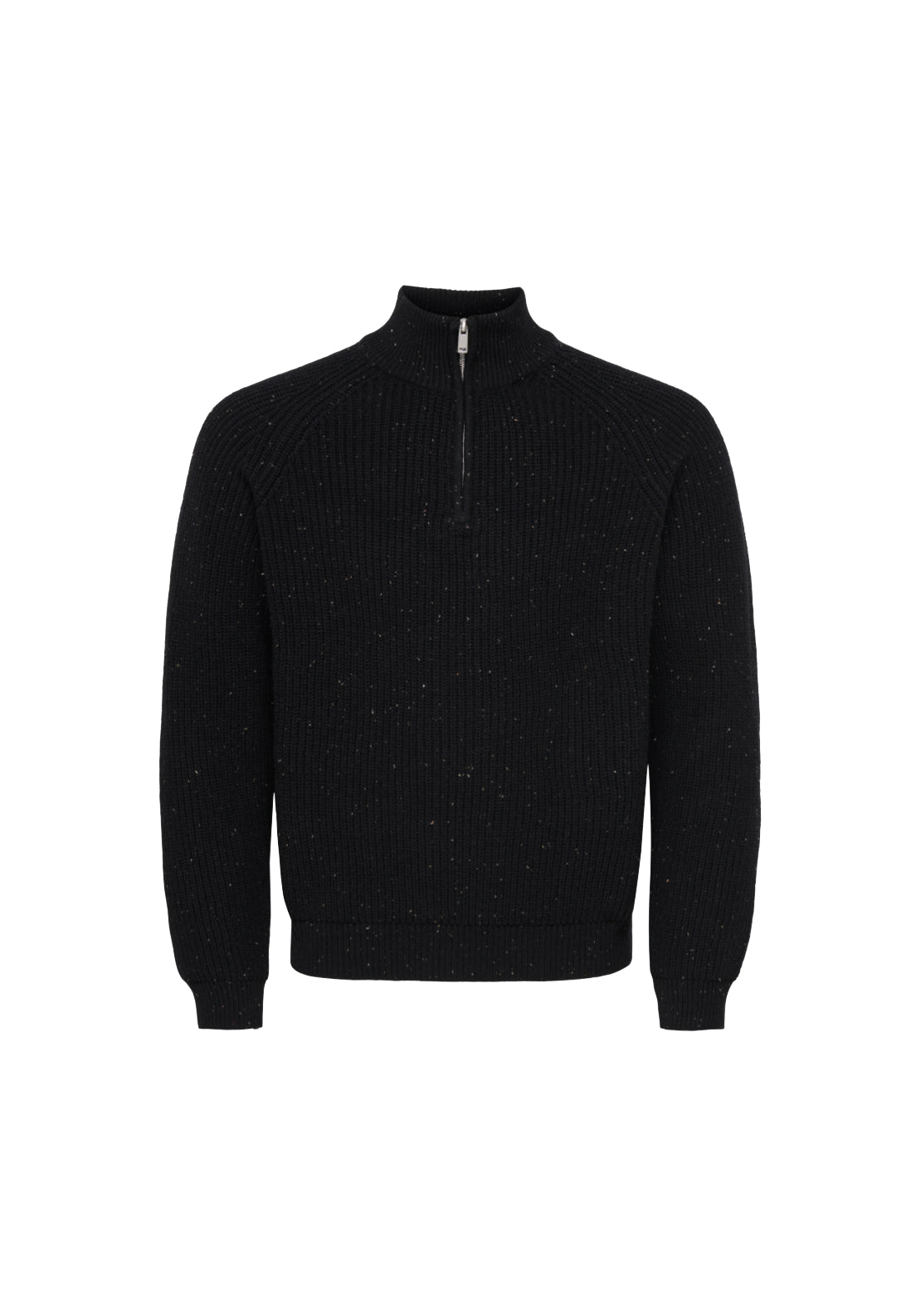 Only &amp; Sons Logan 1/4 Zip Knit - Black 1 Shaws Department Stores