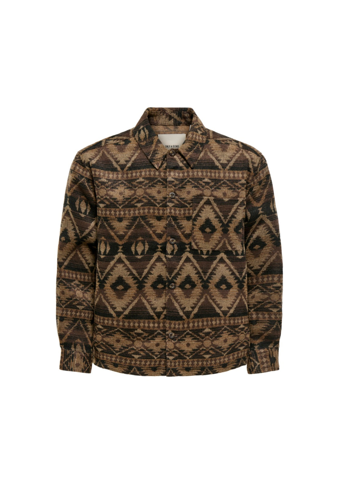 Only &amp; Sons Deal Print Shirt - Coffee Bean 1 Shaws Department Stores