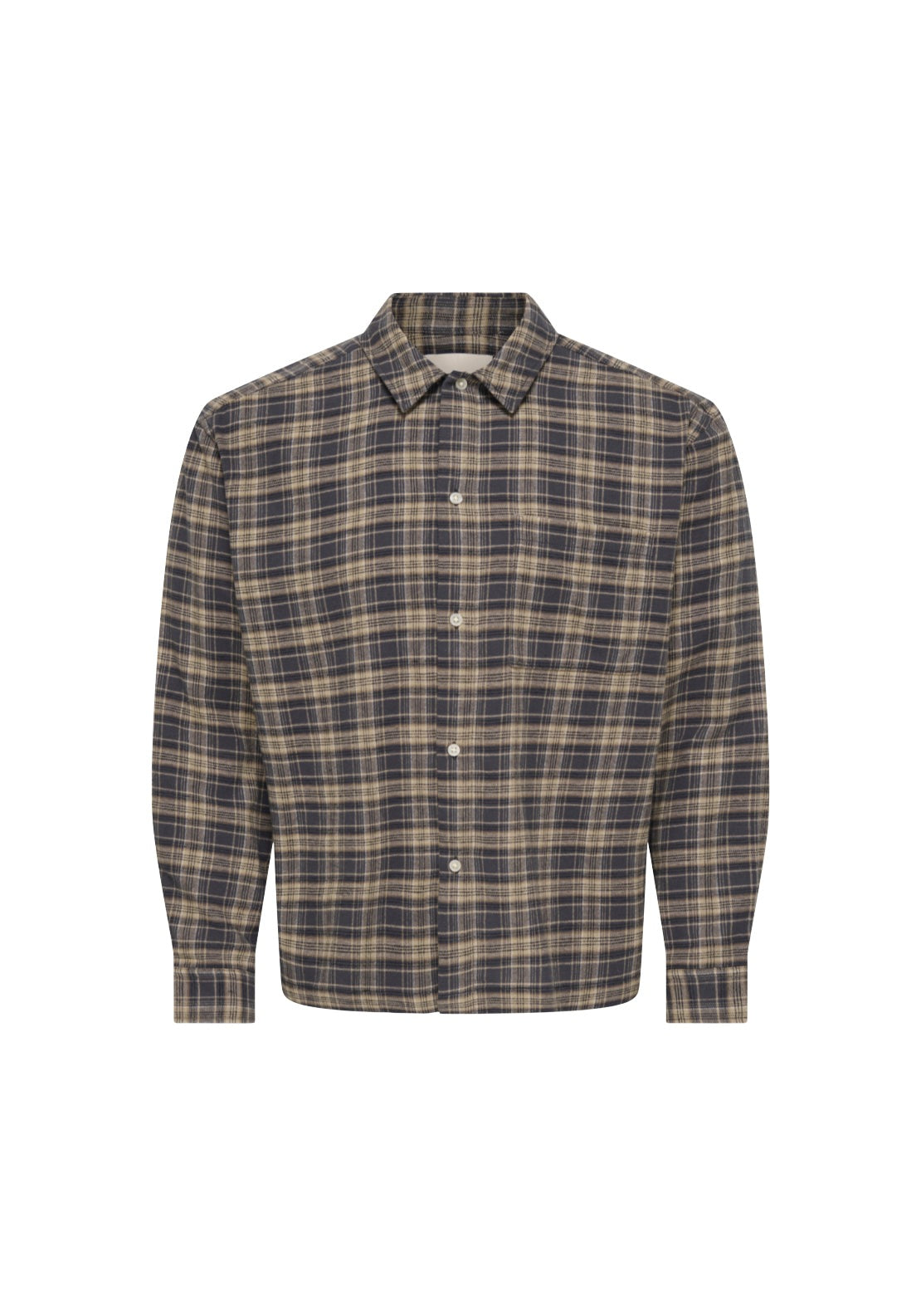 Only &amp; Sons Hale Flannel Check Shirt - Grey Pinstripe 1 Shaws Department Stores