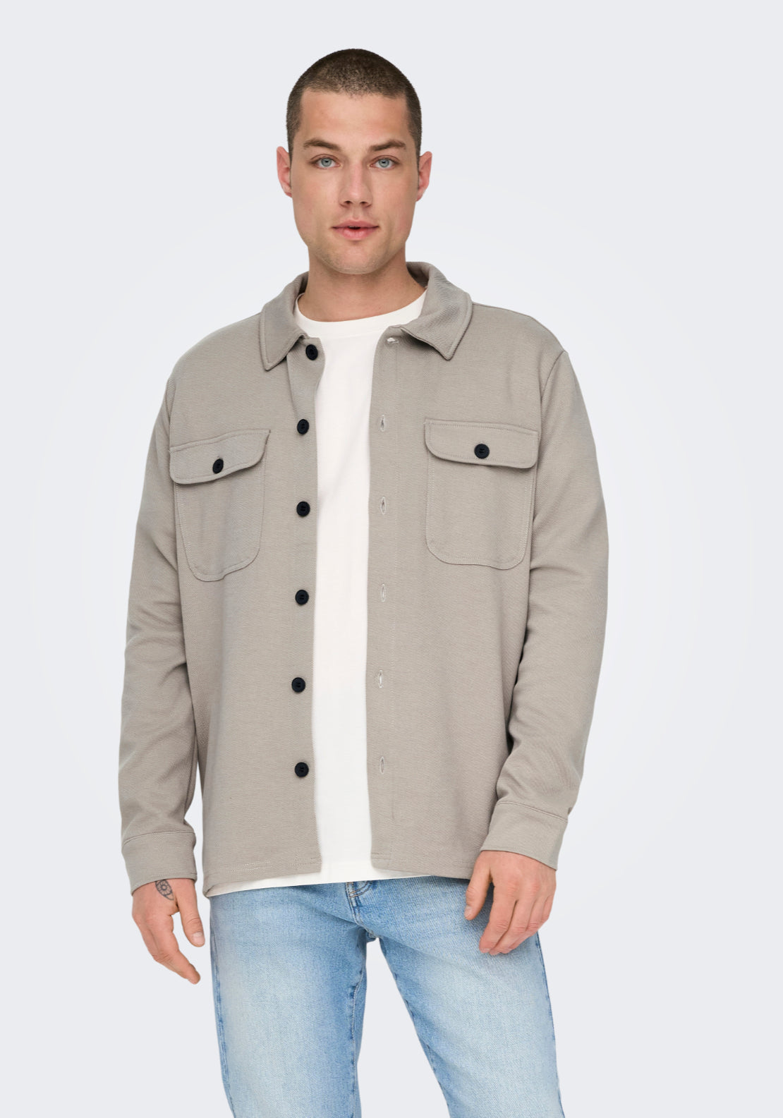 Only &amp; Sons Onsnewkodyl Overshirt - Vintage Khaki Melange 1 Shaws Department Stores