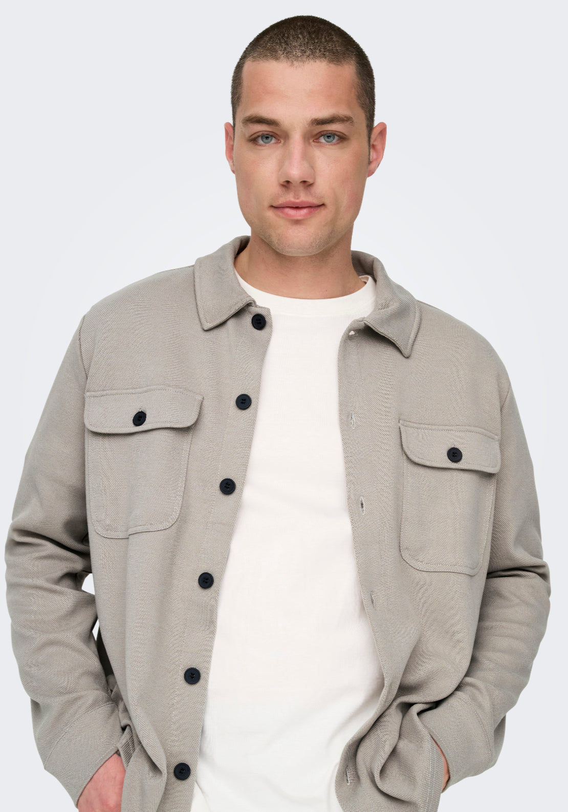 Only &amp; Sons Onsnewkodyl Overshirt - Vintage Khaki Melange 5 Shaws Department Stores