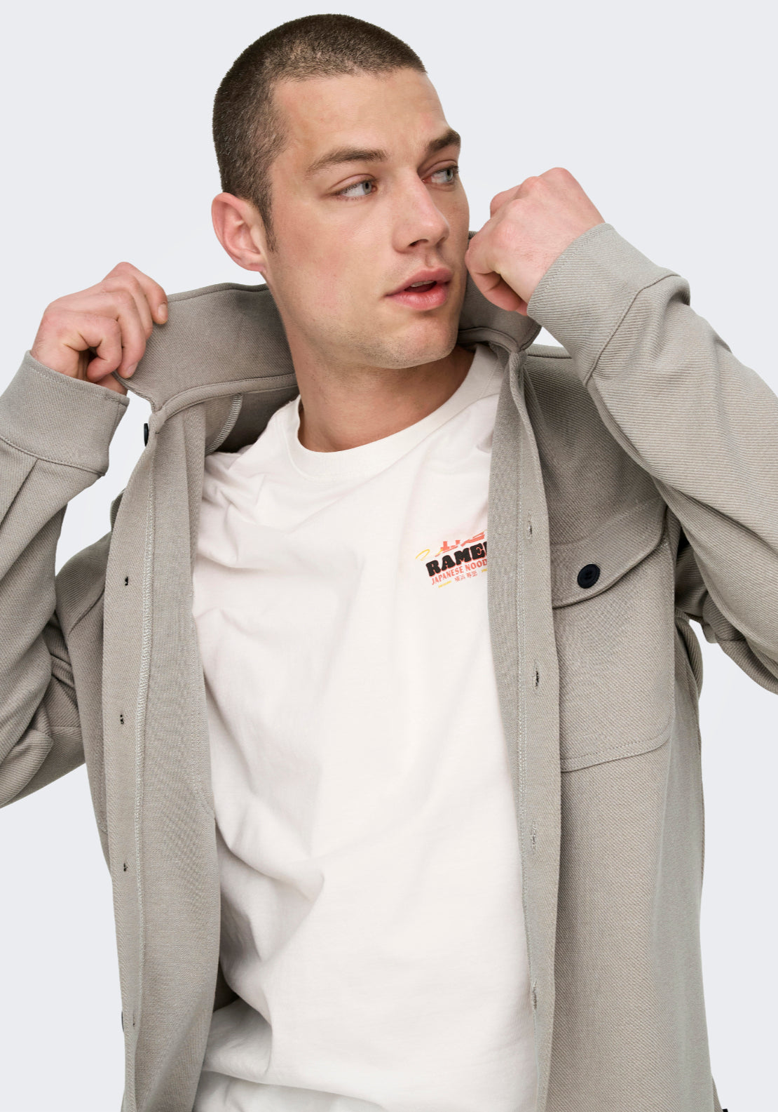 Only &amp; Sons Onsnewkodyl Overshirt - Vintage Khaki Melange 3 Shaws Department Stores