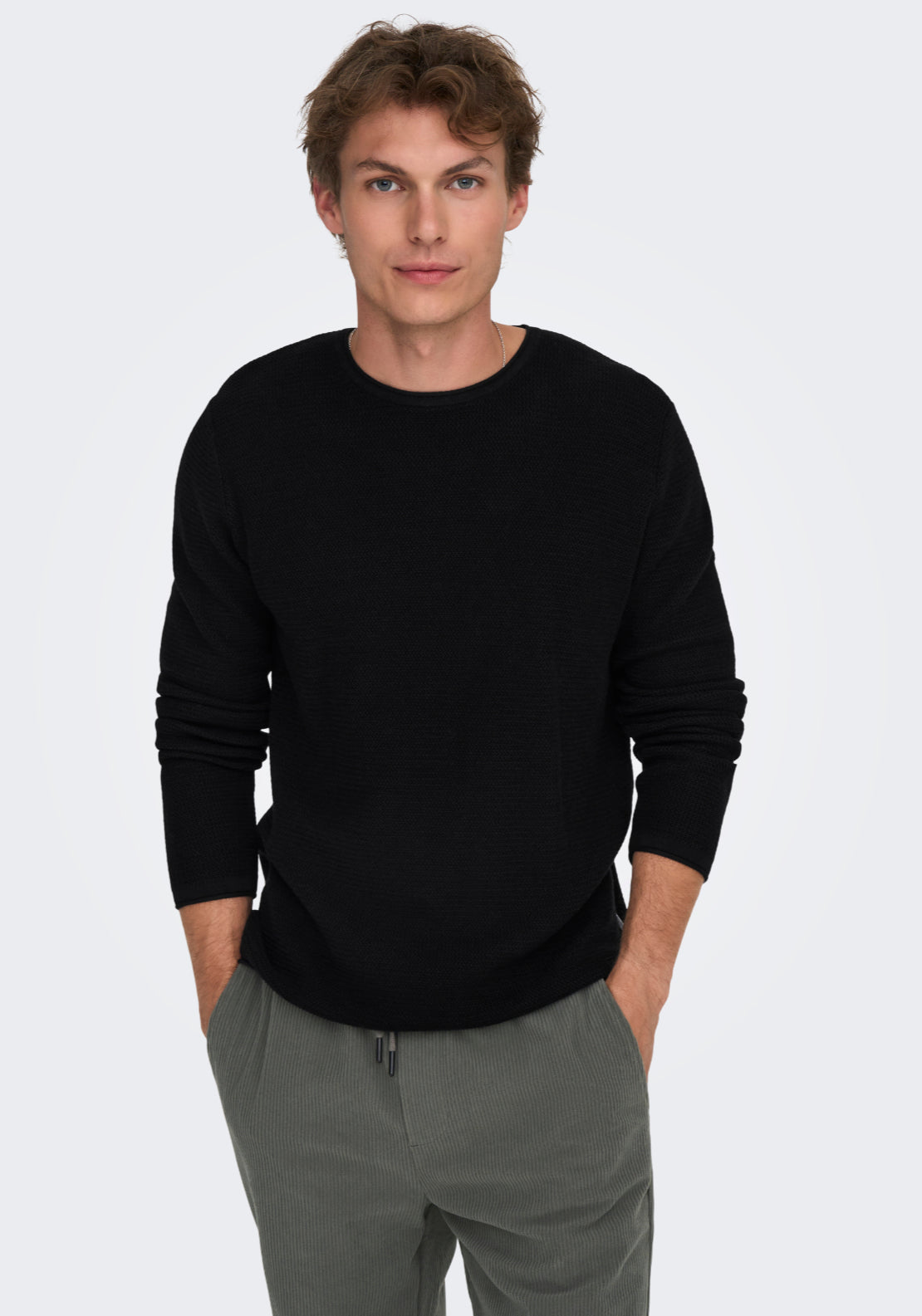 Only &amp; Sons Onseric Crew Neck Knit - Black 1 Shaws Department Stores