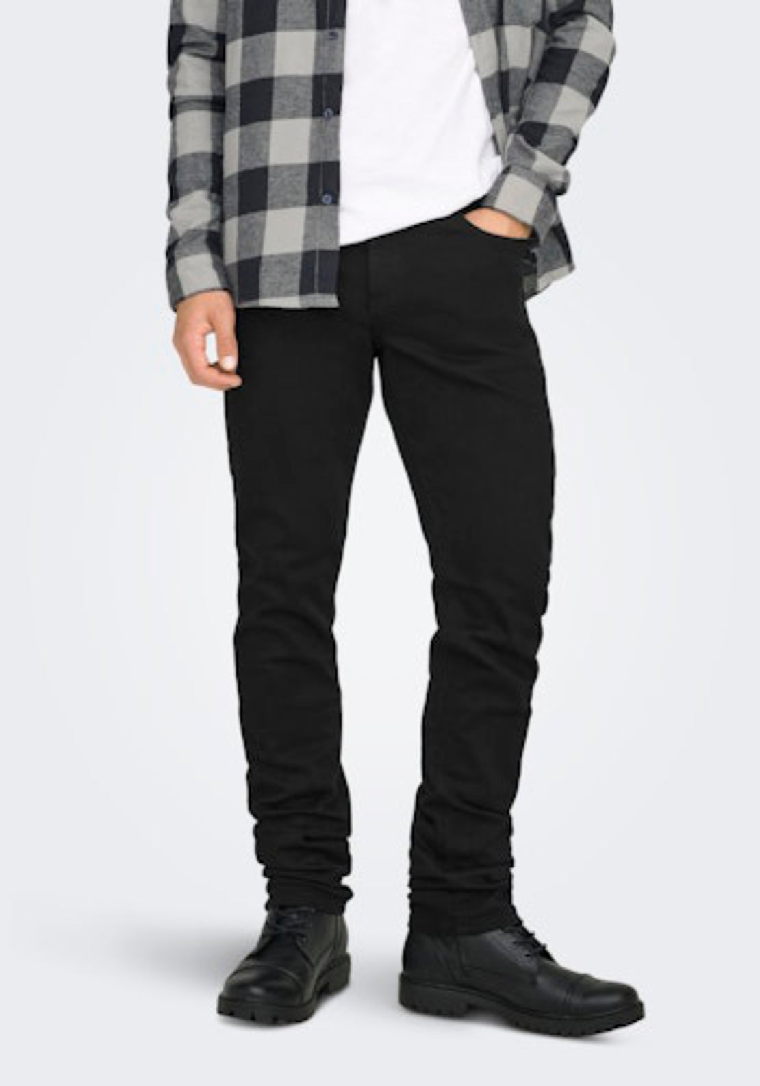 Only &amp; Sons Onsloom Low Rise Slim Fit Jeans - Black Denim 1 Shaws Department Stores