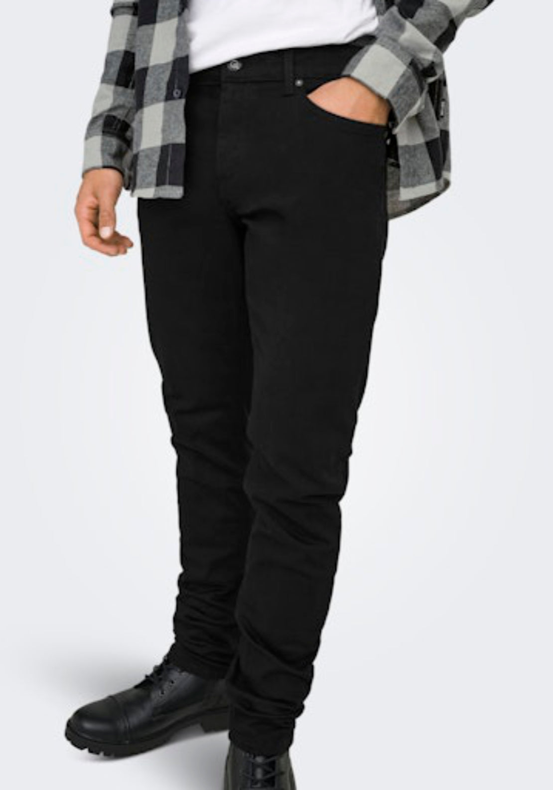 Only &amp; Sons Onsloom Low Rise Slim Fit Jeans - Black Denim 3 Shaws Department Stores