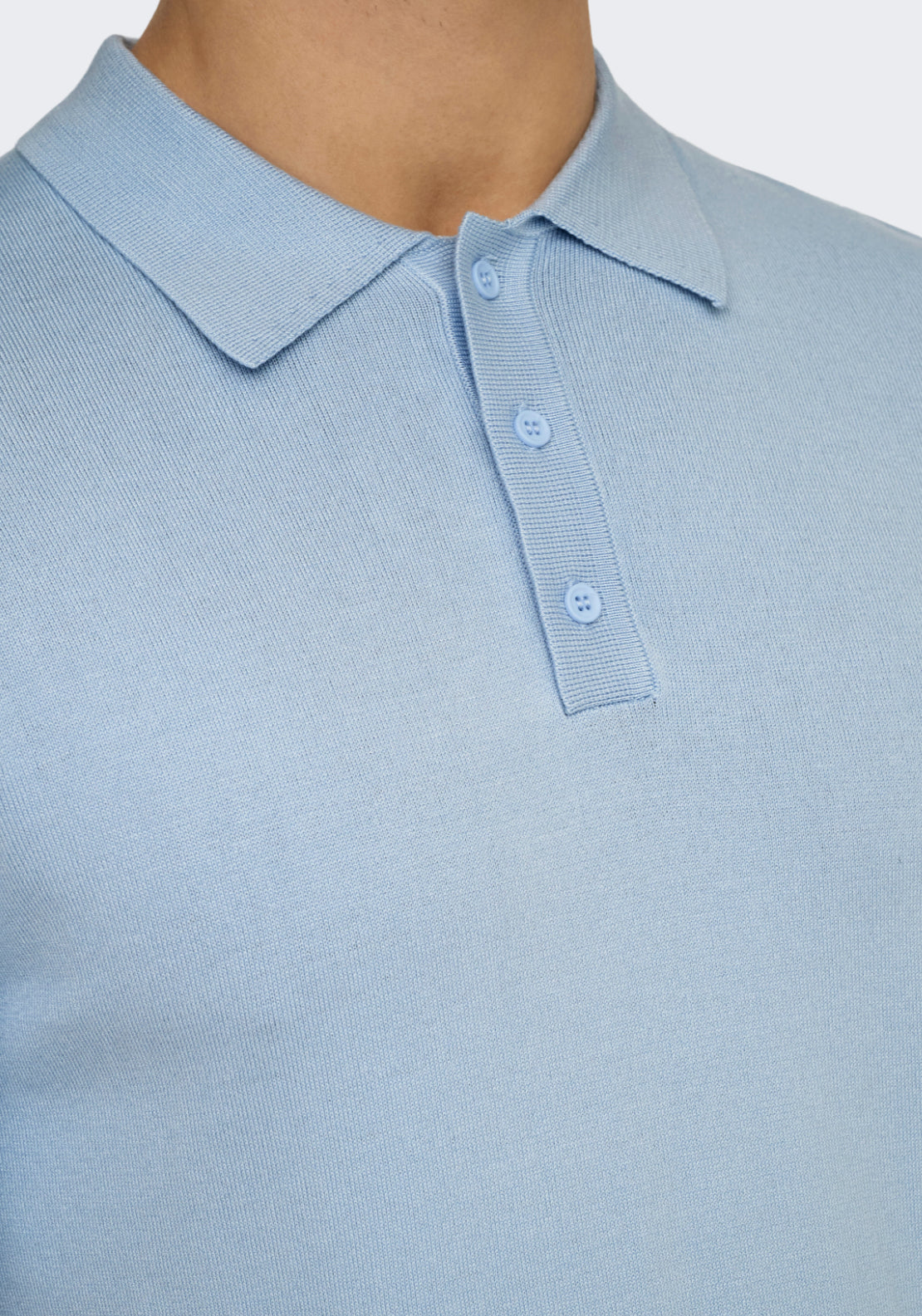 Only &amp; Sons Onswyler Short Sleeve Knit Polo Shirt - Blue 4 Shaws Department Stores