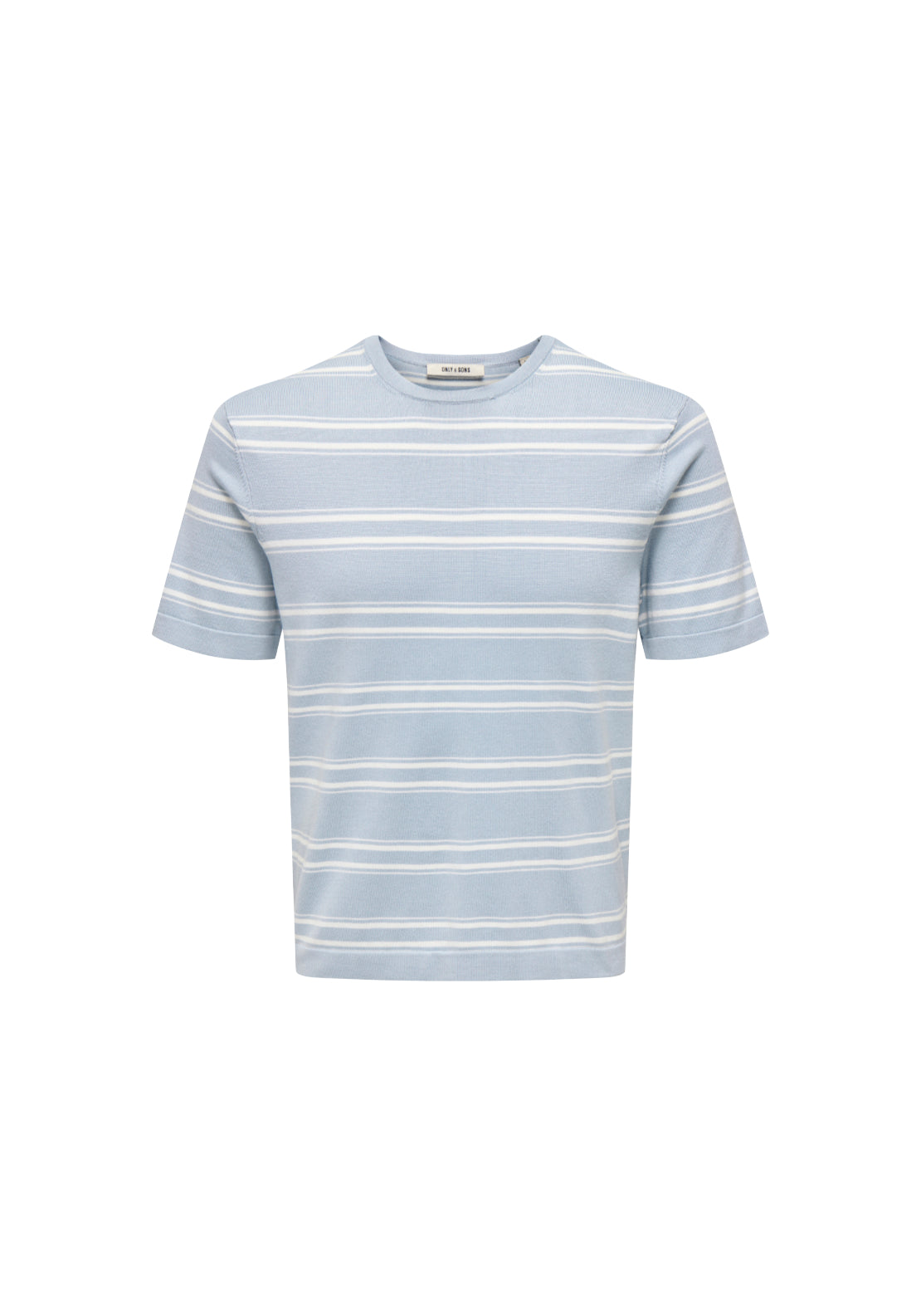 Only &amp; Sons Light Stripe T-Shirt - Blue Fog 1 Shaws Department Stores