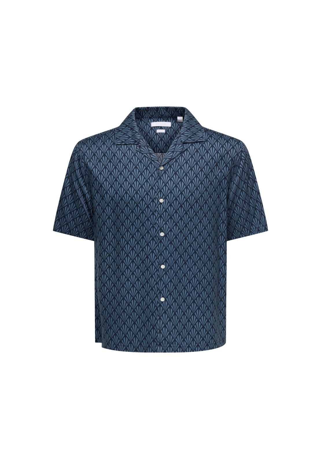 Only &amp; Sons Relaxed Print Short Sleeve Shirt - Blue 1 Shaws Department Stores