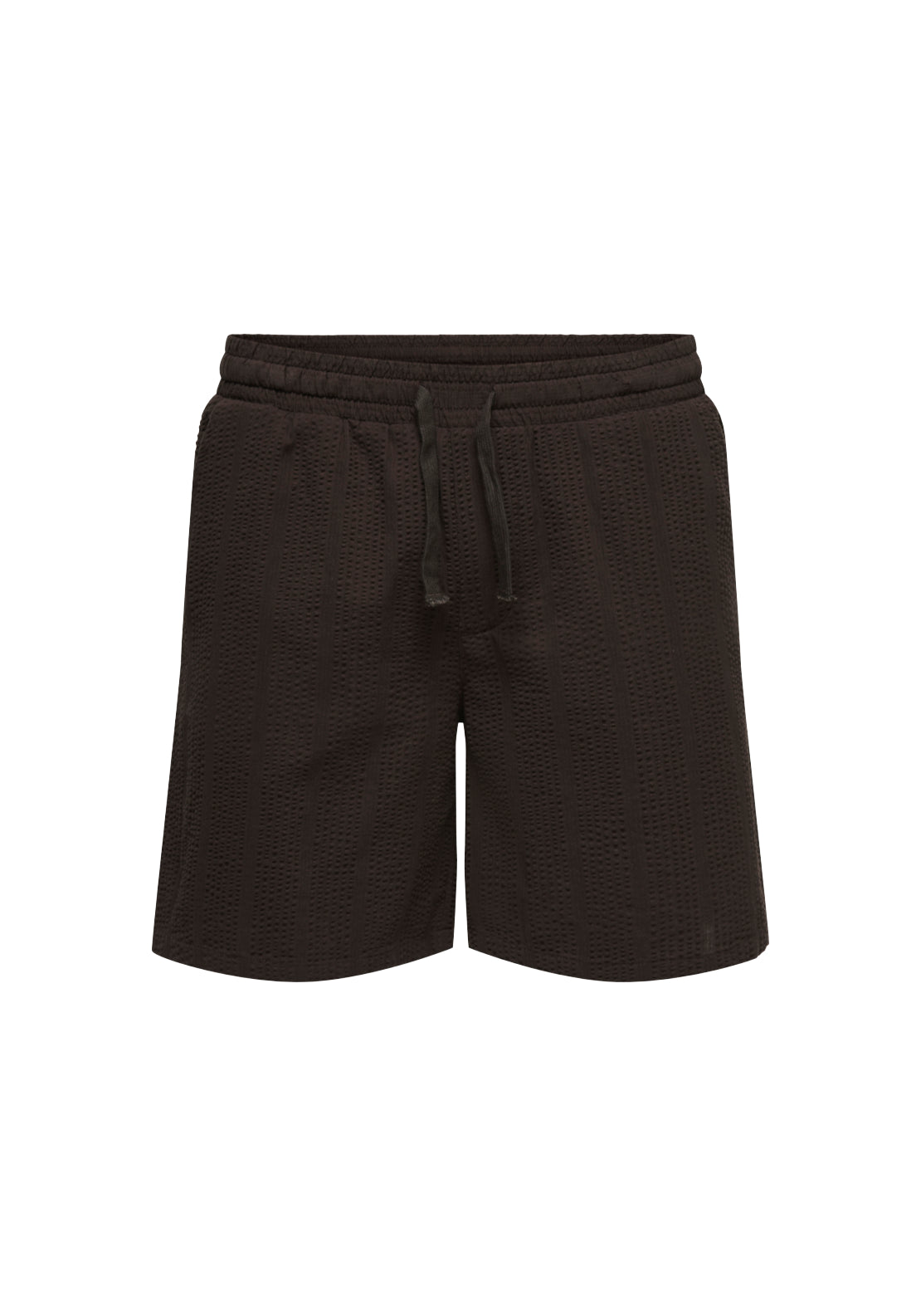 Only &amp; Sons Seersucker Jogger Shorts - Black 4 Shaws Department Stores