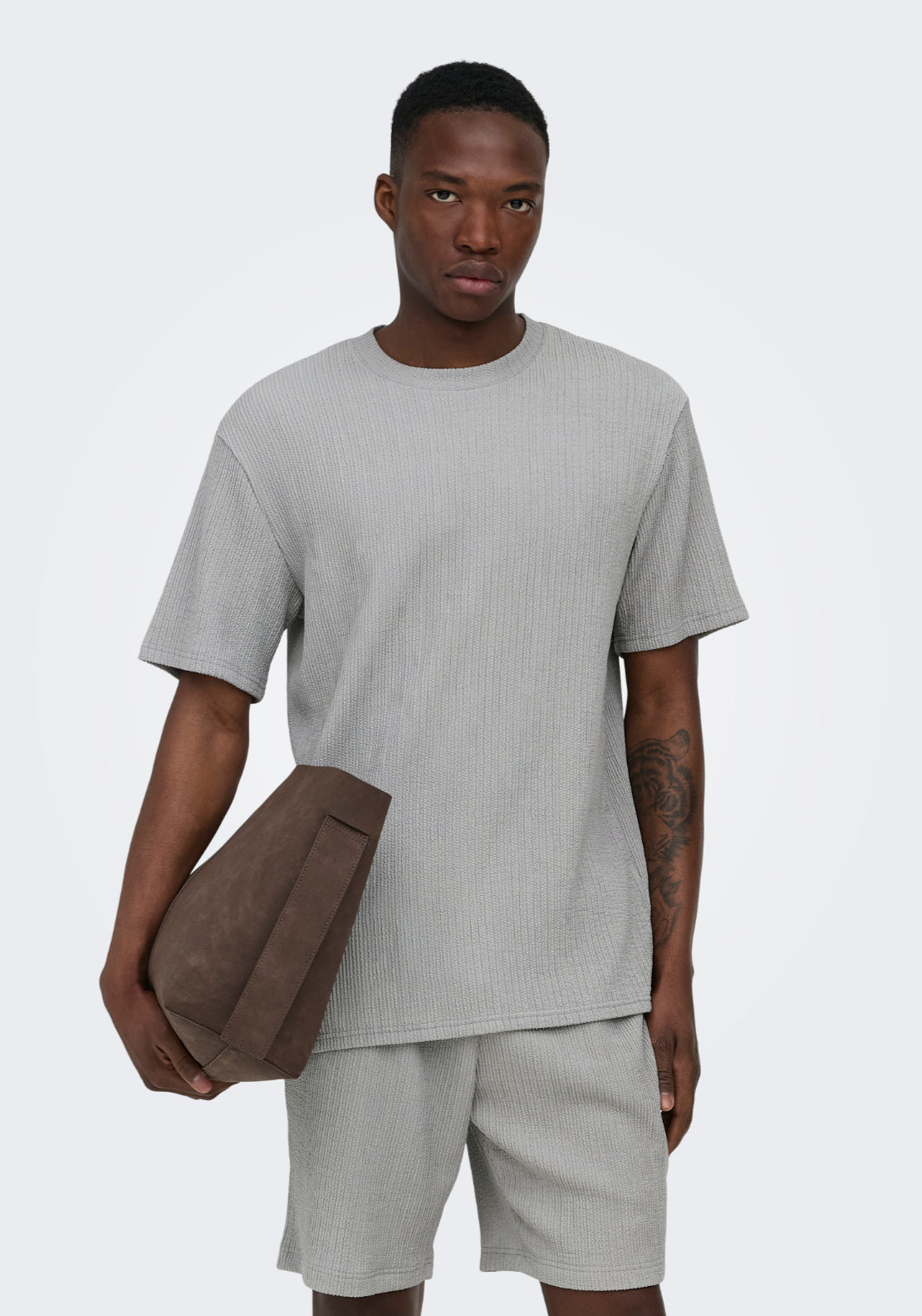 Only &amp; Sons Short Sleeve T-Shirt - Ultimate Grey 1 Shaws Department Stores