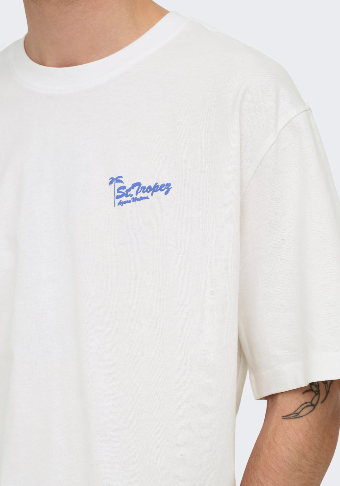 Only &amp; Sons Relaxed Print T-Shirt - White 3 Shaws Department Stores