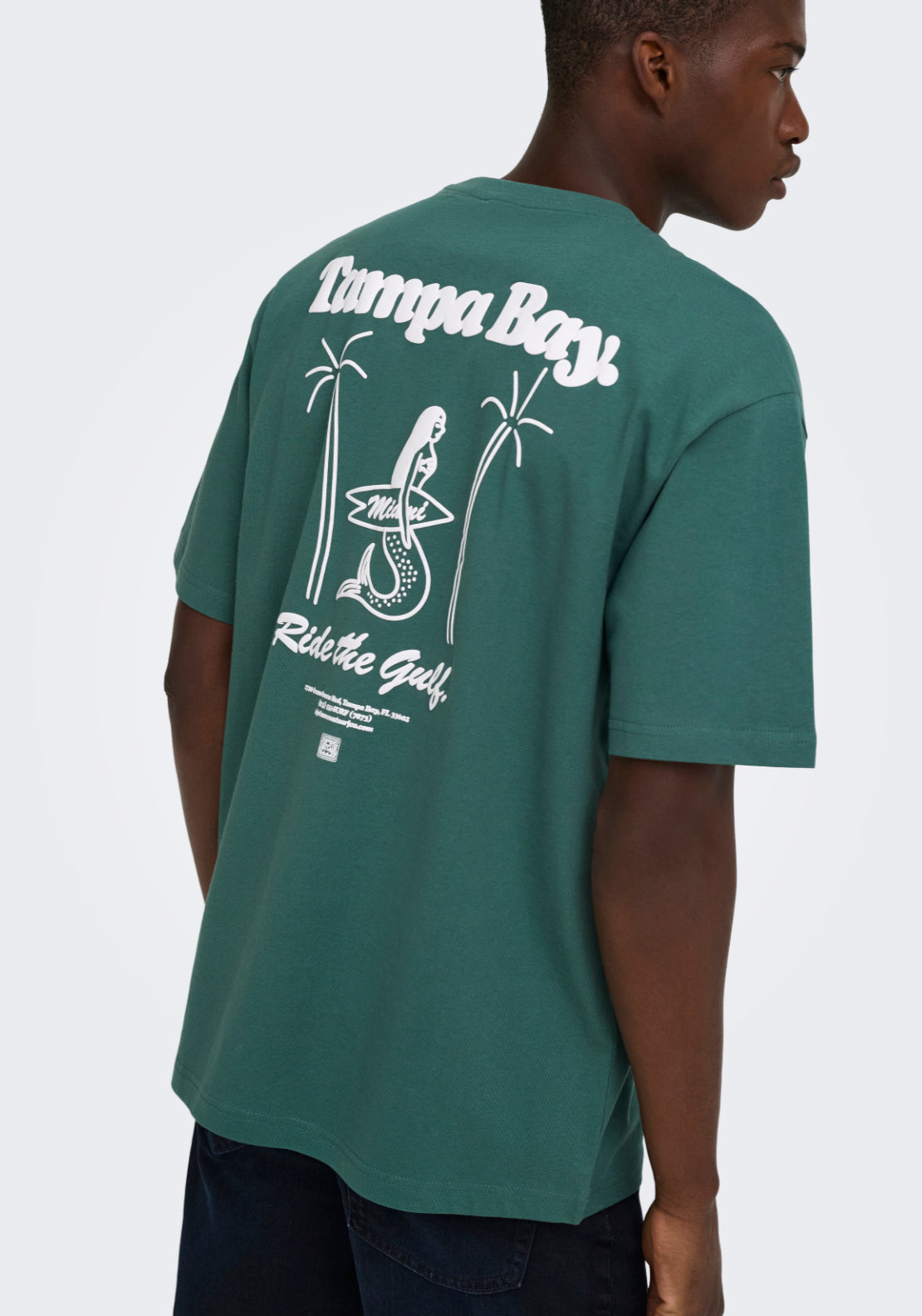 Only &amp; Sons Relaxed Print T-Shirt - Silver Pine 3 Shaws Department Stores